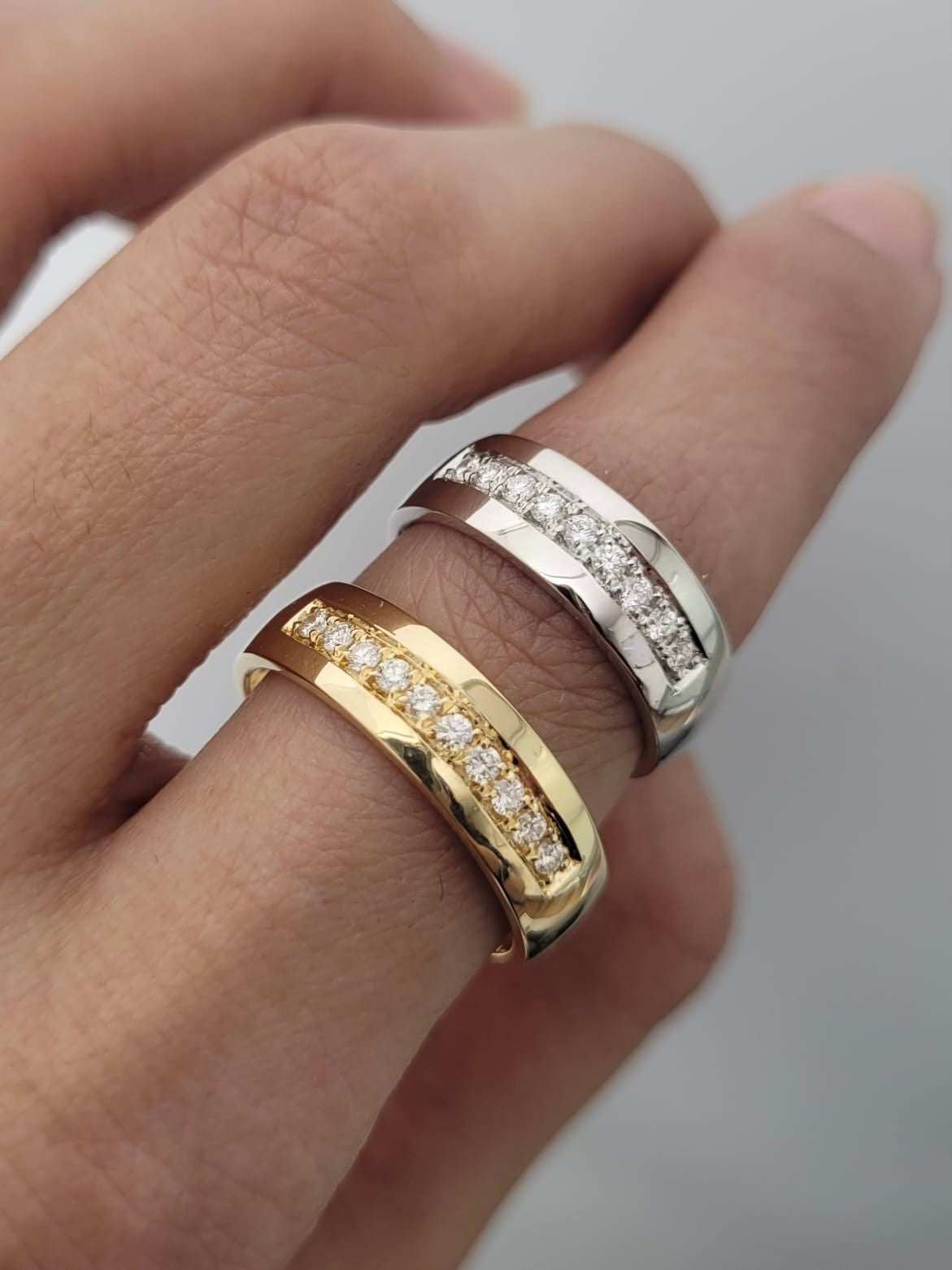 ARGOLLA PAR LUZ 0.40 CTS DIAMANTES 14gr / DOS OROS Nac (Joya)