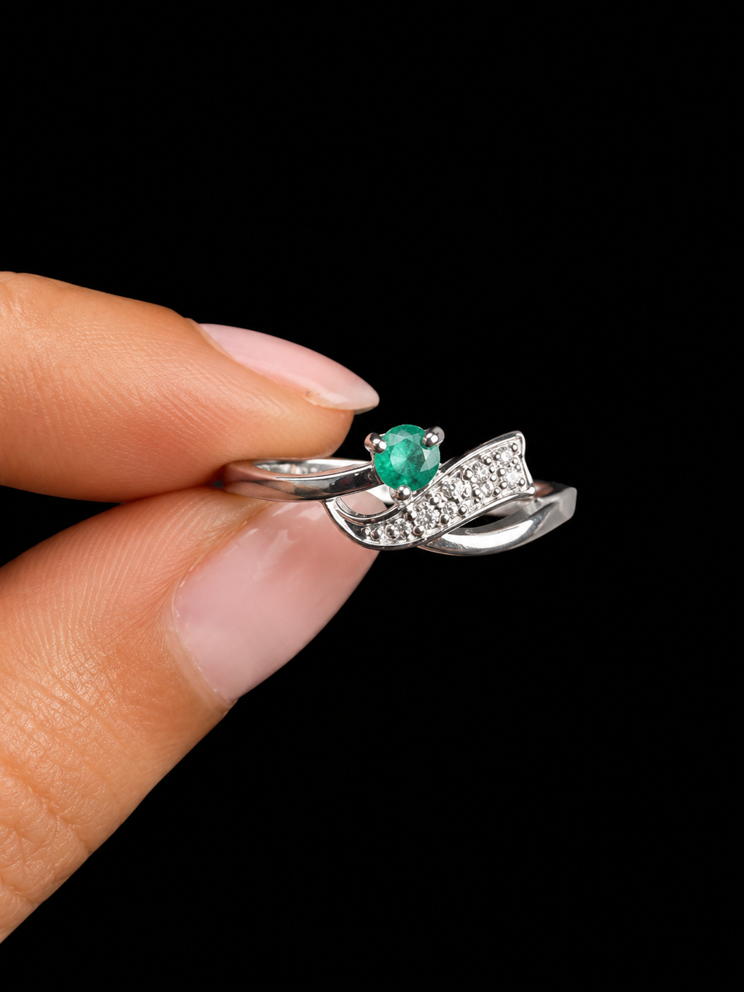 SOLITARIO ELISA ESMERALDA SWAROVSKI 2.06gr / TALLA 6 / PLATA (Joya)
