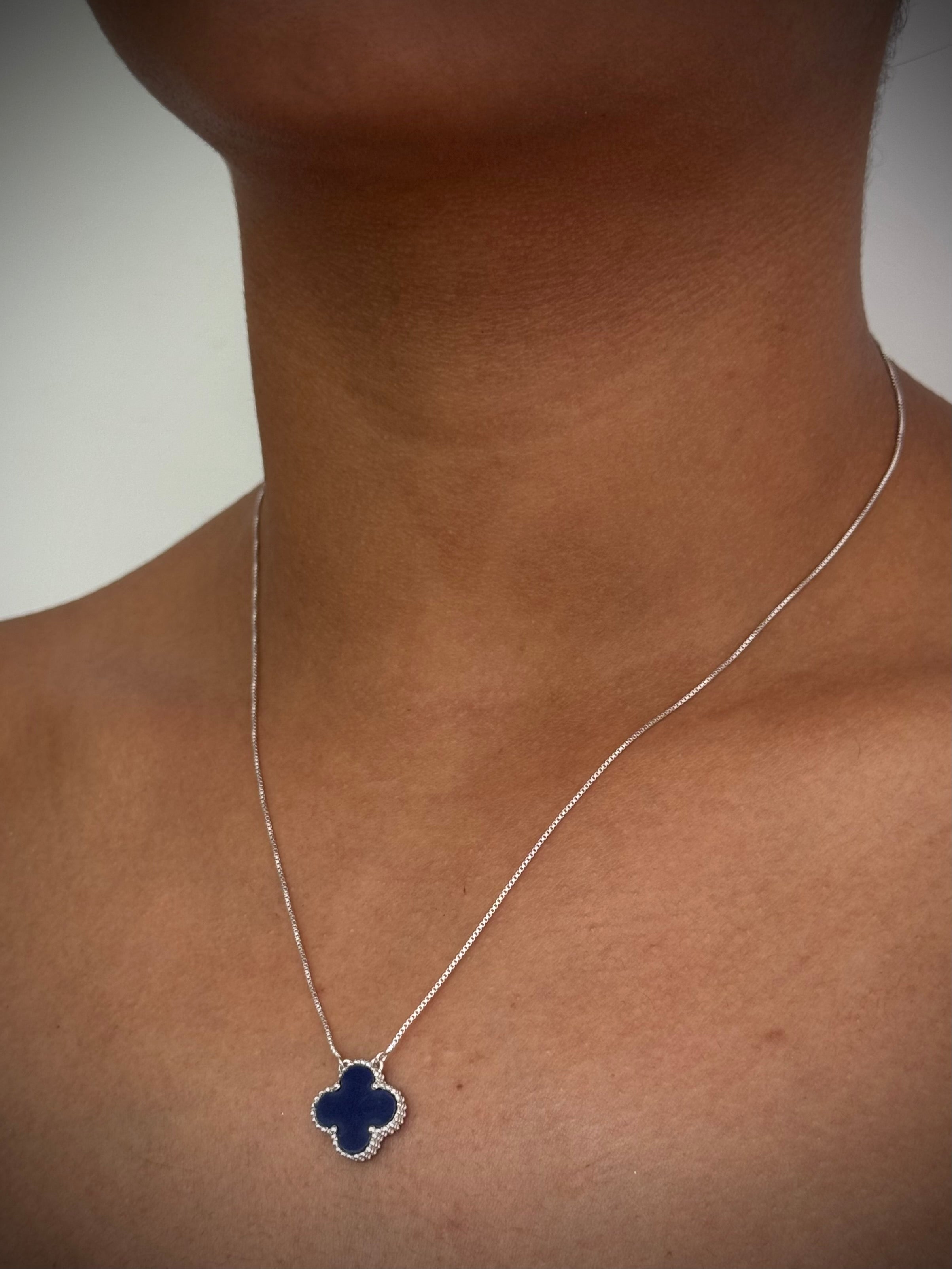 CADENA TREBOL AZUL VENECIANA 2.34gr / 45cm / PLATA Esp.