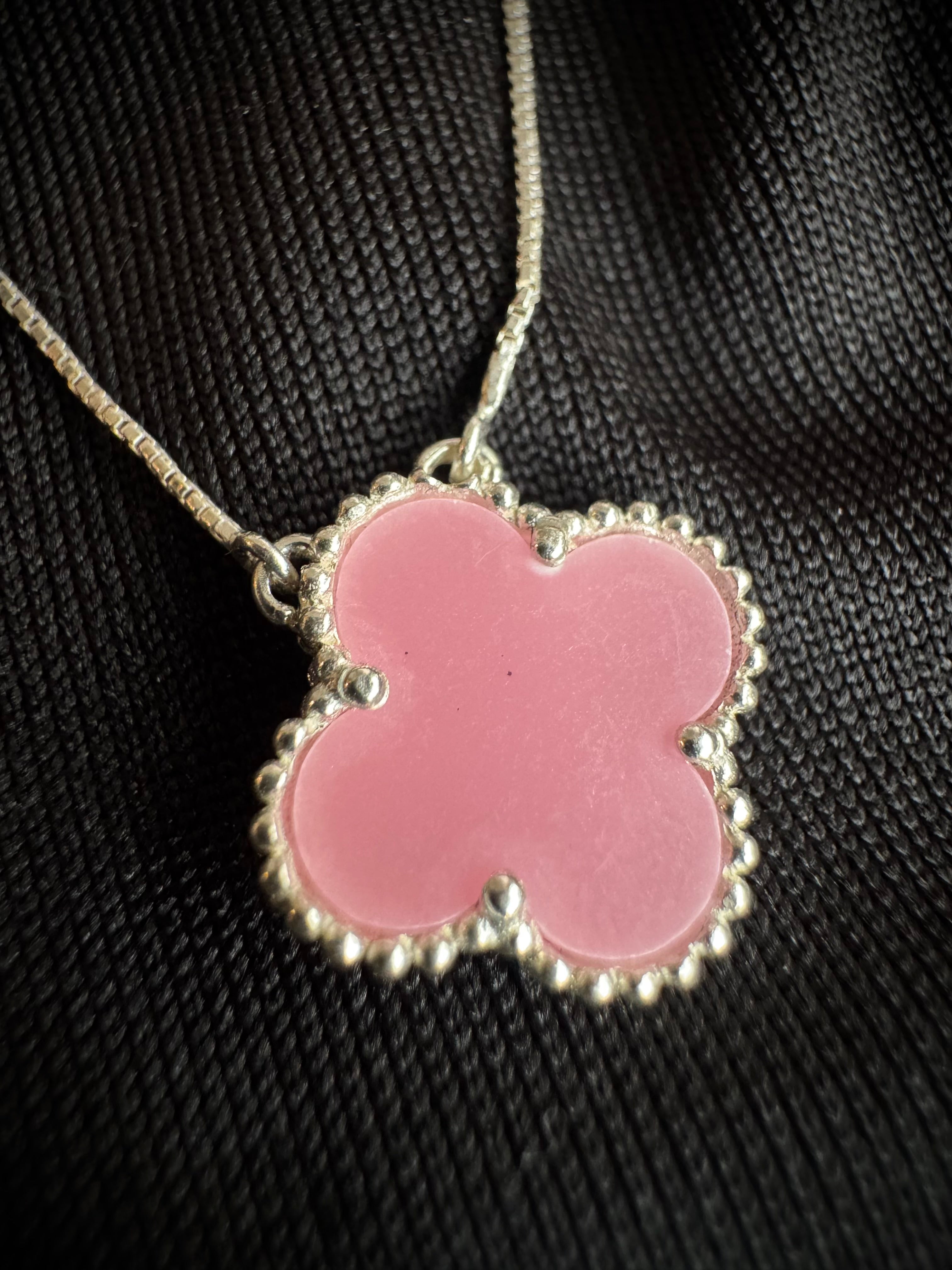 CADENA TREBOL ROSADO VENECIANA 2.19gr / 45cm / PLATA Esp.