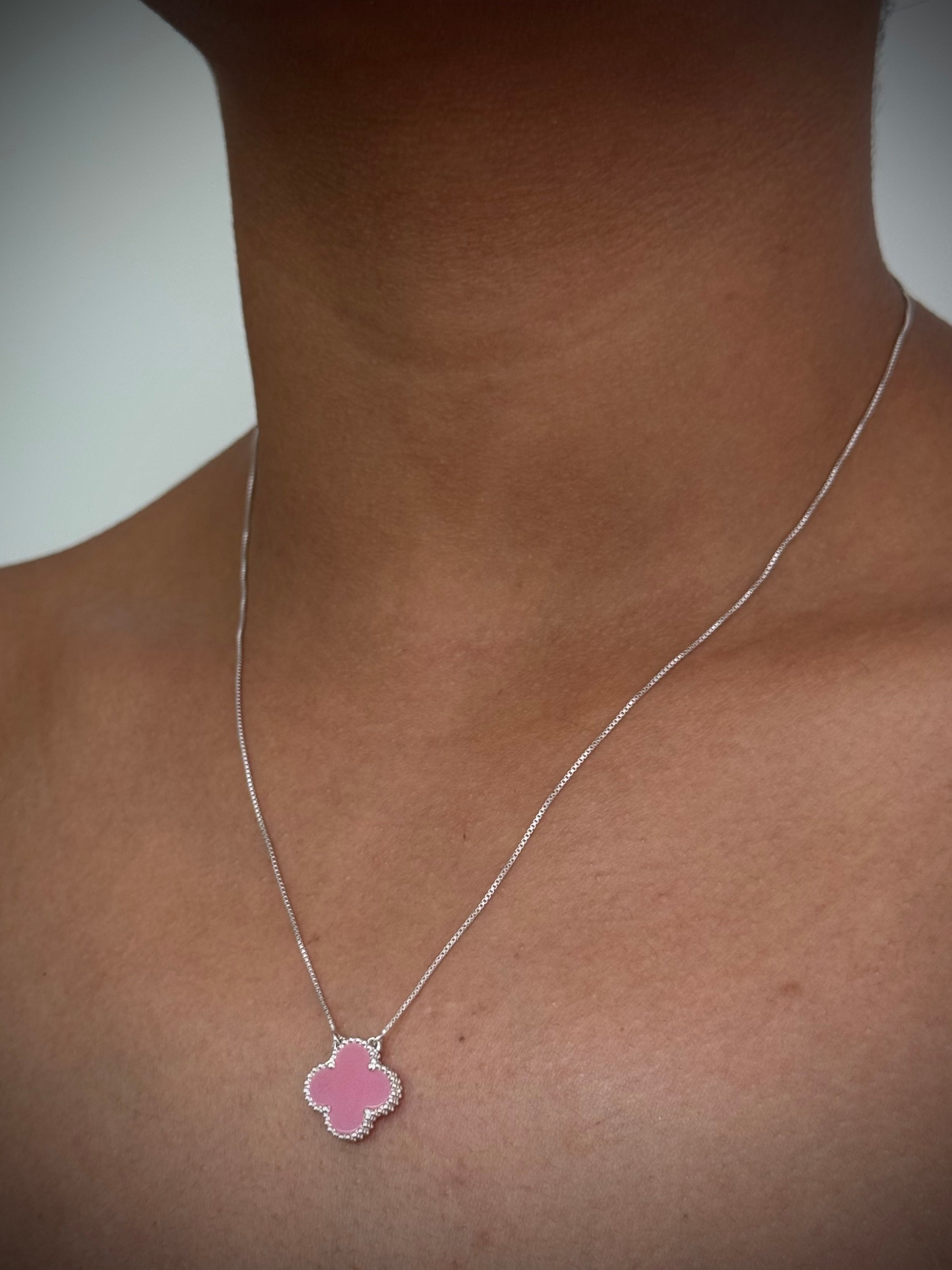 CADENA TREBOL ROSADO VENECIANA 2.19gr / 45cm / PLATA Esp.