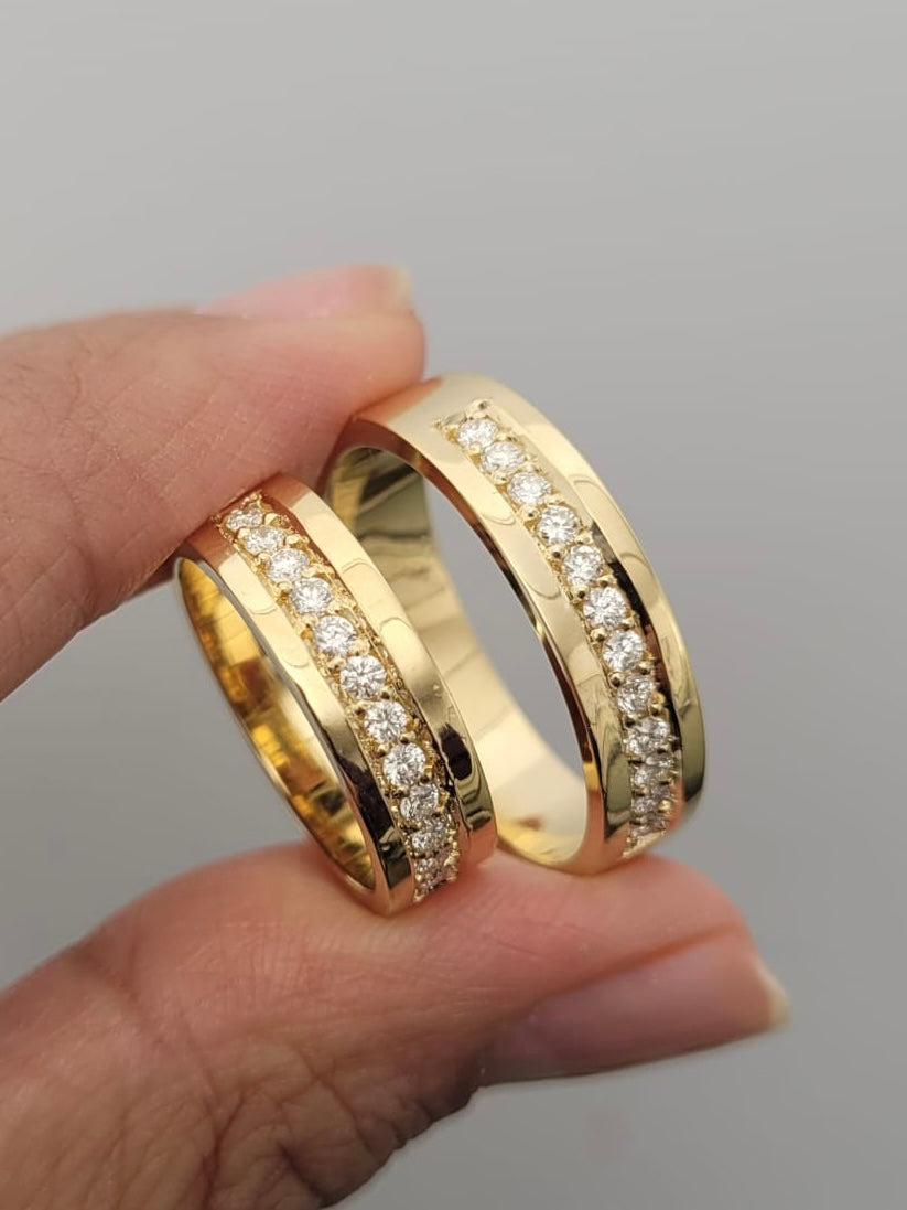 ARGOLLA PAR LUZ 0.40 CTS DIAMANTES 14gr / DOS OROS Nac (Joya)