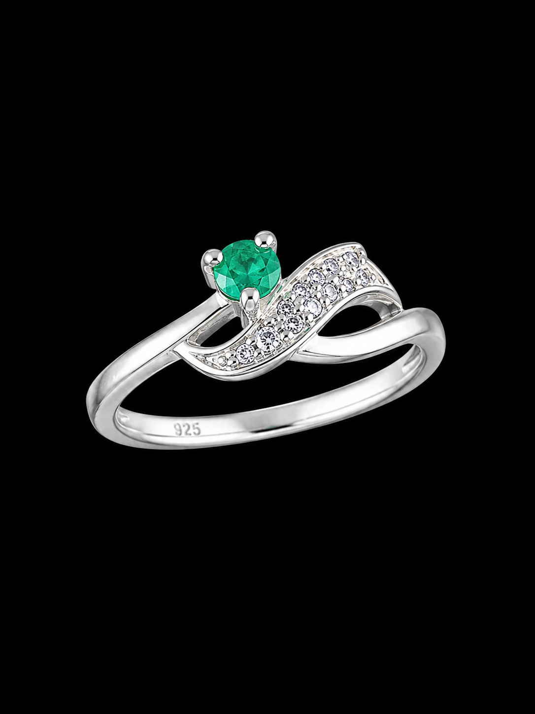 SOLITARIO ELISA ESMERALDA SWAROVSKI 2.06gr / TALLA 6 / PLATA (Joya)