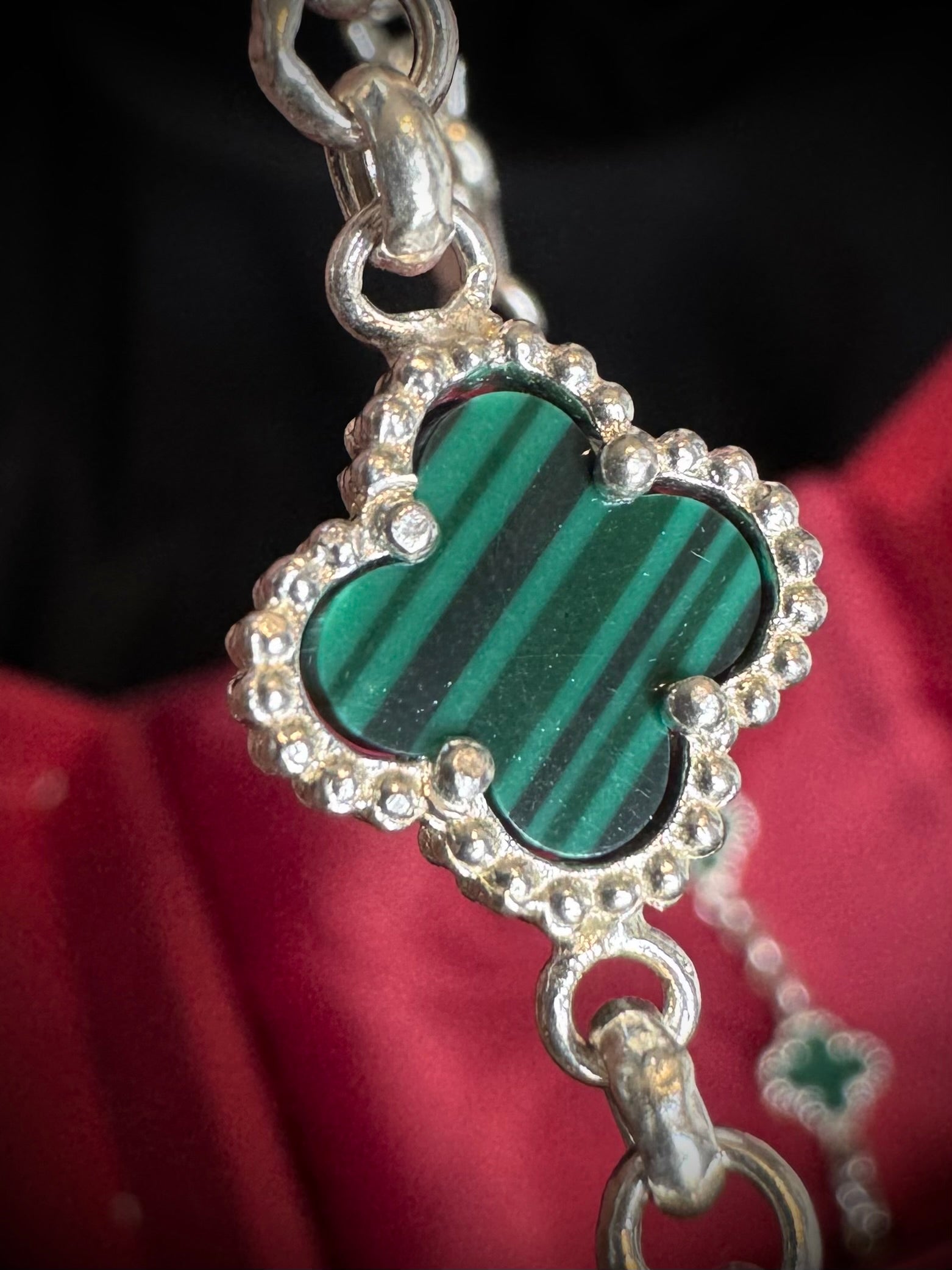 PULSO Trebol verde 9.14gr / 16cm / PLATA Esp. Esp.