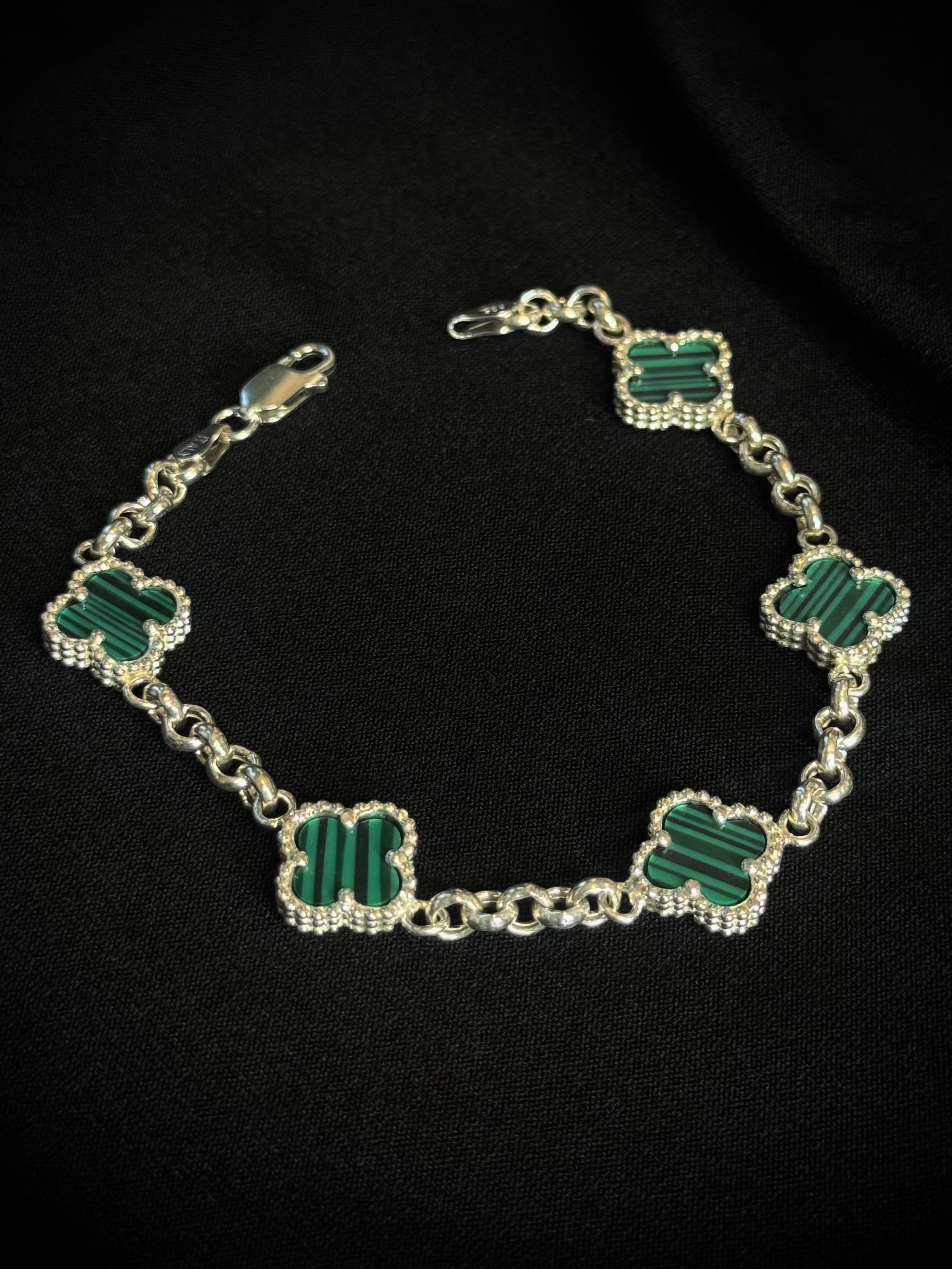 PULSO Trebol verde 9.14gr / 16cm / PLATA Esp. Esp.