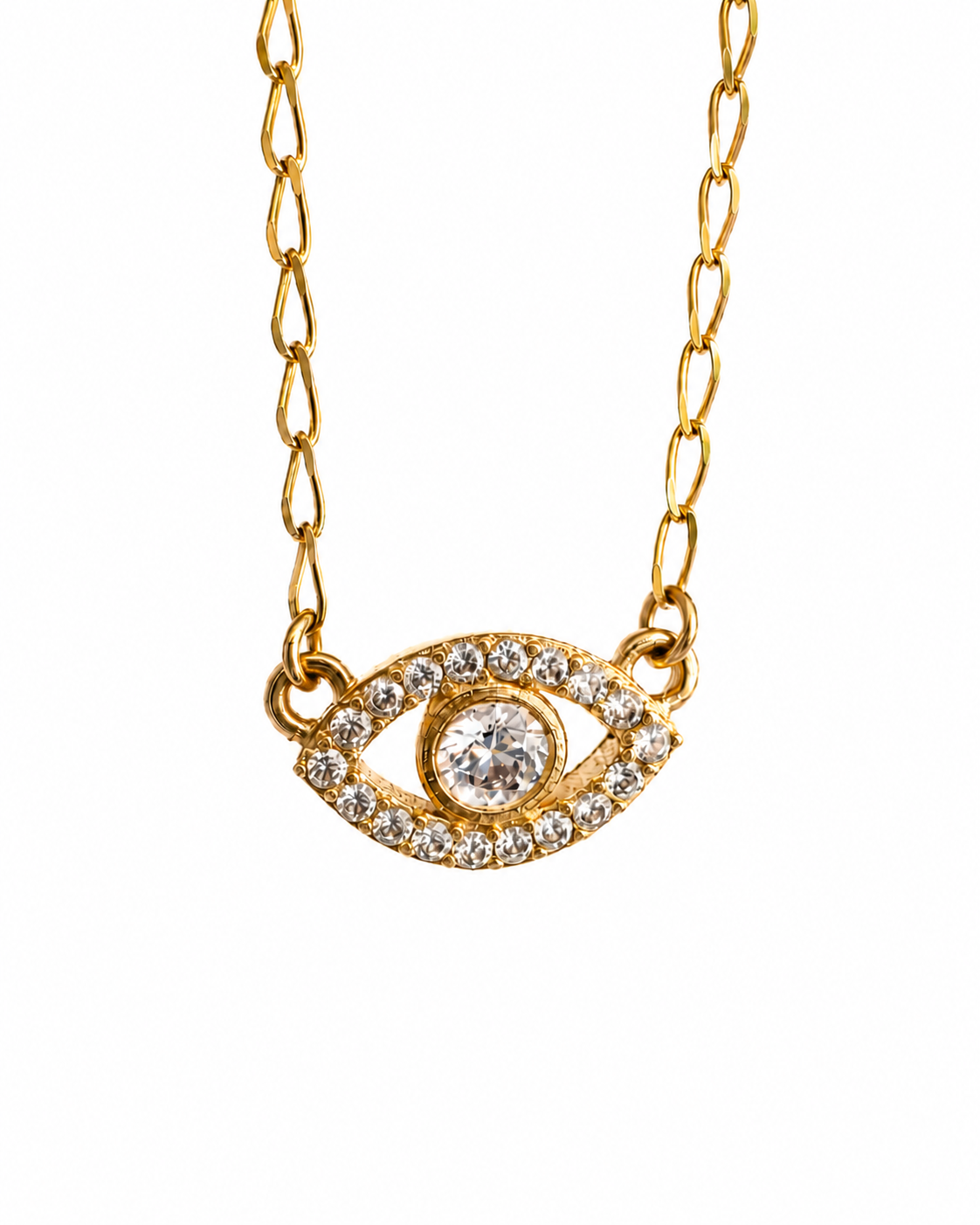 CADENA ESLABON DIAMANTADO AJNA SWAROVSKI BLANCO 3gr / 45cm / ORO AMARILLO italy cte