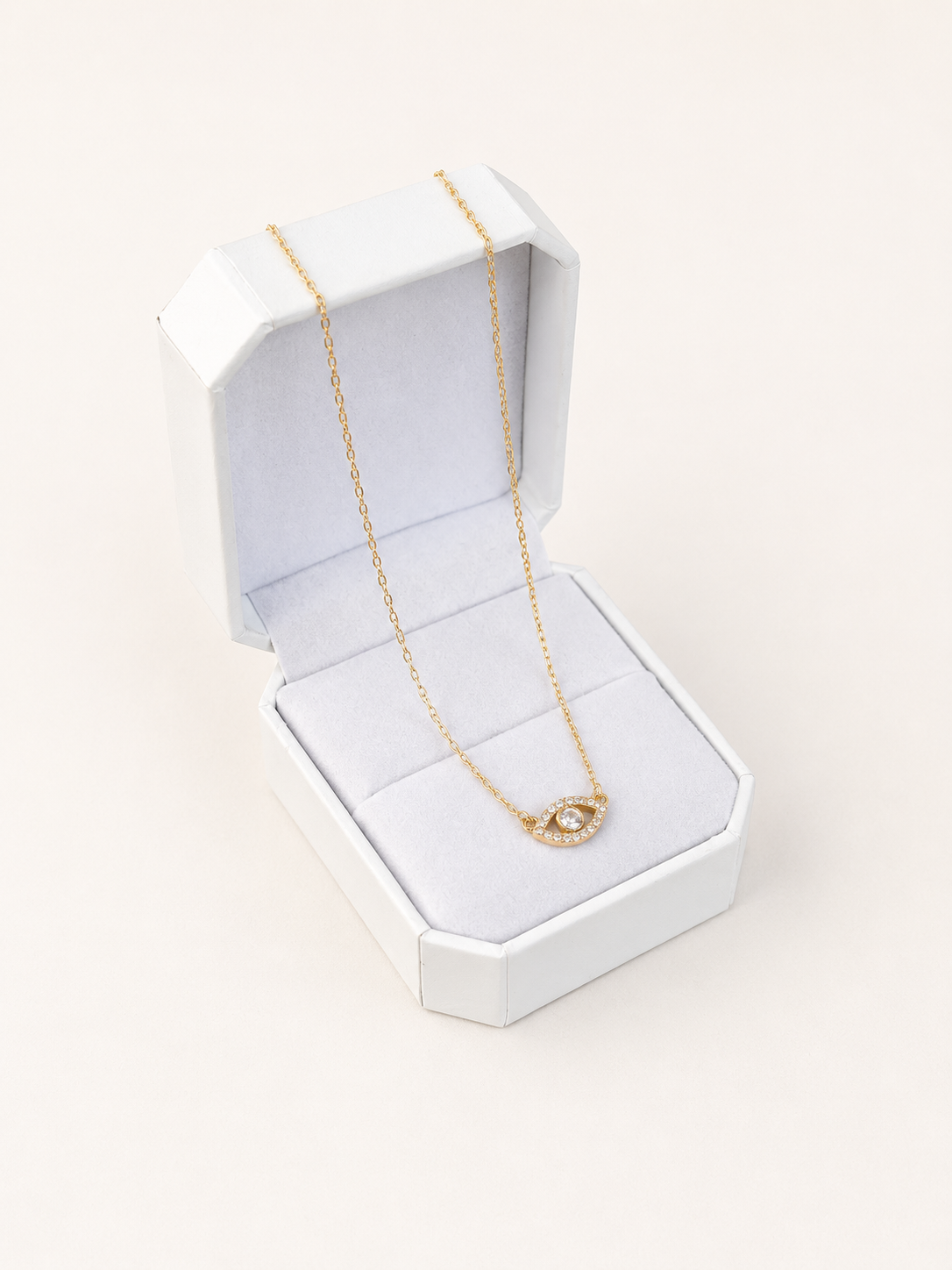 CADENA ROLON FINA AJNA SWAROVSKI BLANCO 2.65gr / 45cm / ORO AMARILLO italy cte