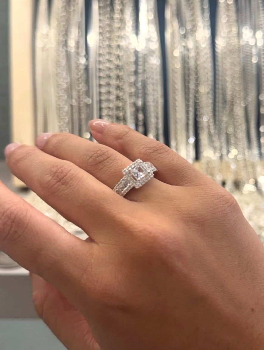 SOLITARIO CUADRADO 4gr / TALLA 7 3/4 / Plata