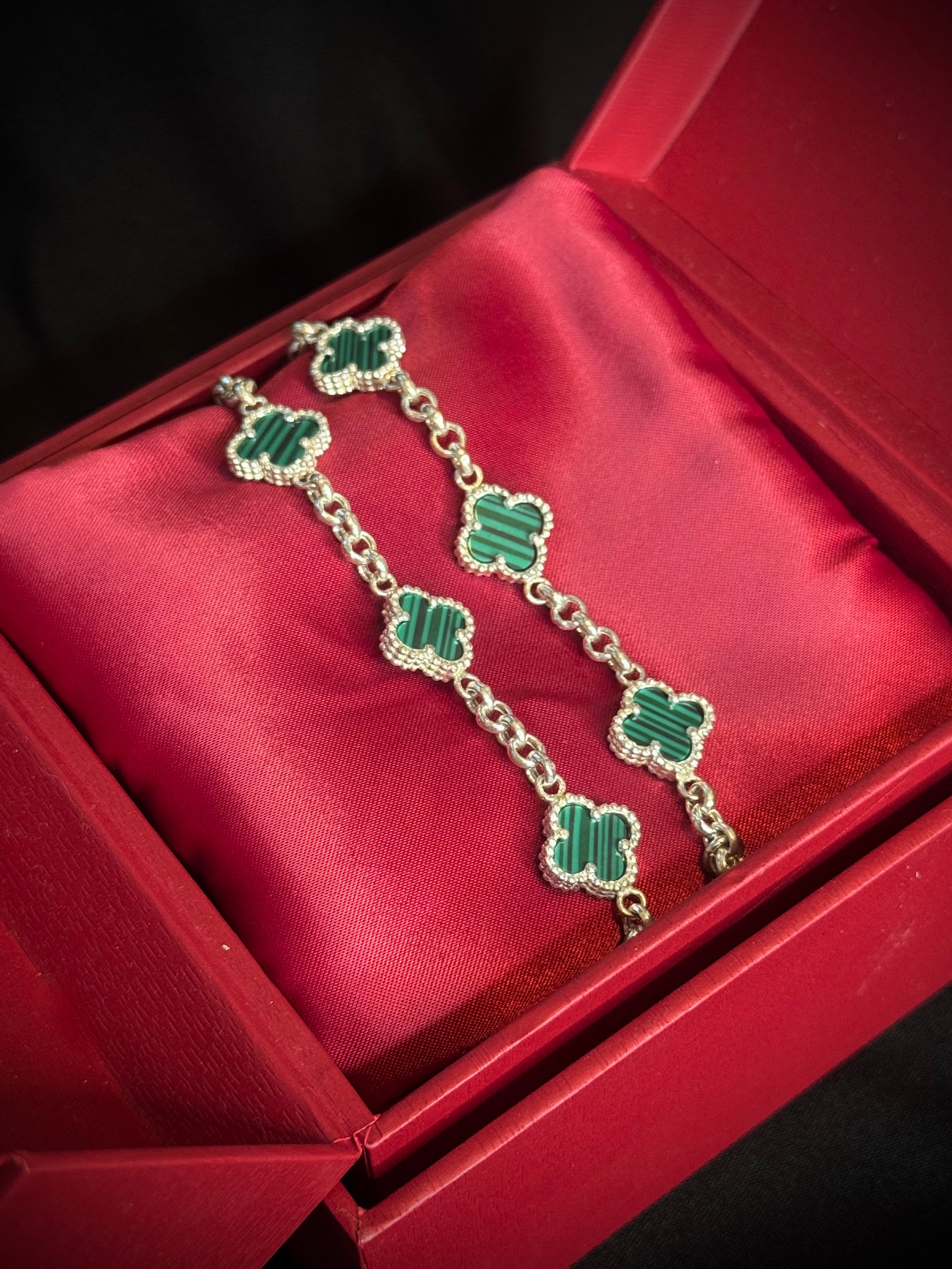 PULSO Trebol verde 9.14gr / 16cm / PLATA Esp. Esp.