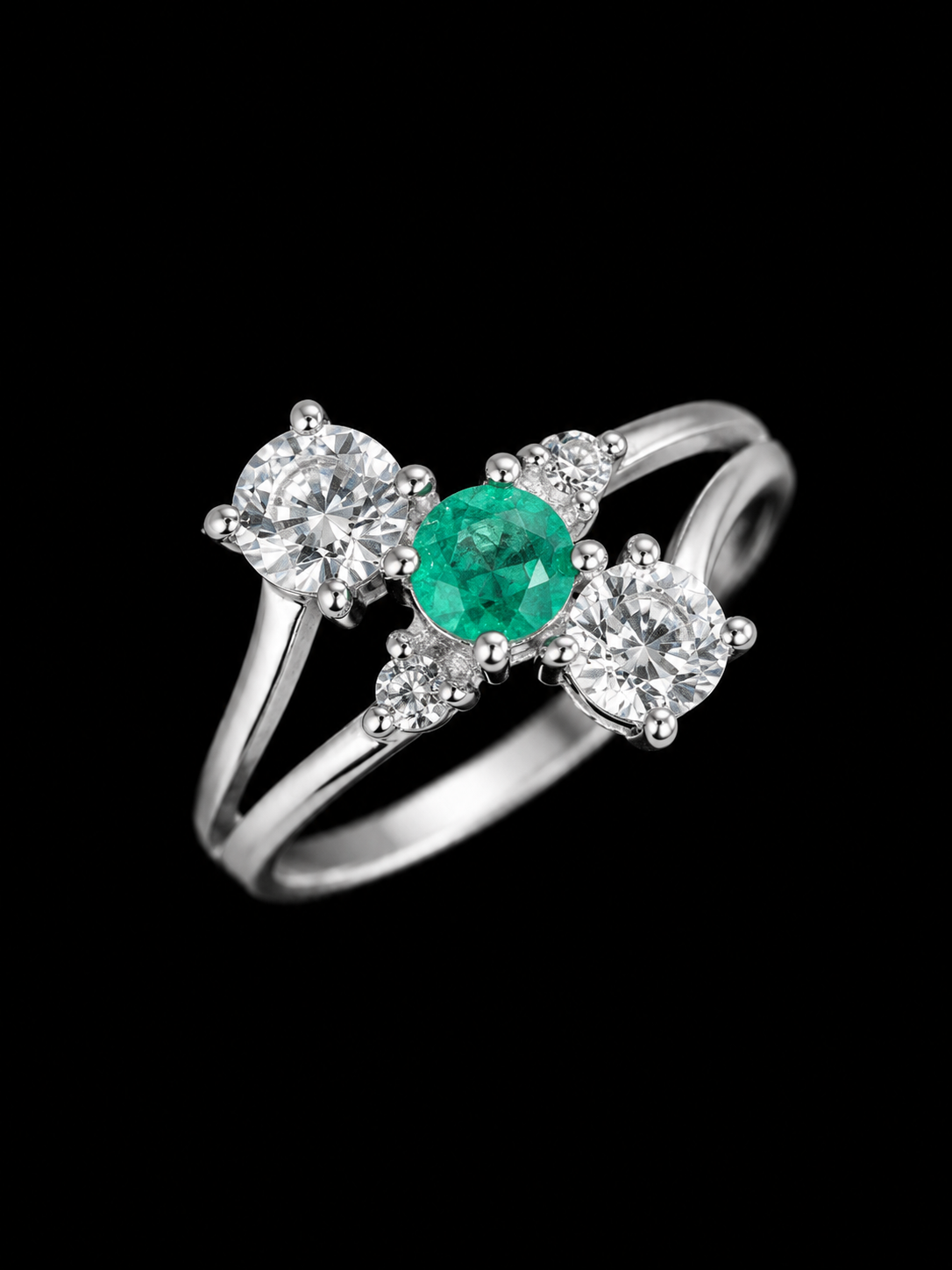 SOLITARIO DOMINIQUE ESMERALDA SWAROVSKI 1.85gr / TALLA 6 / PLATA (Joya)