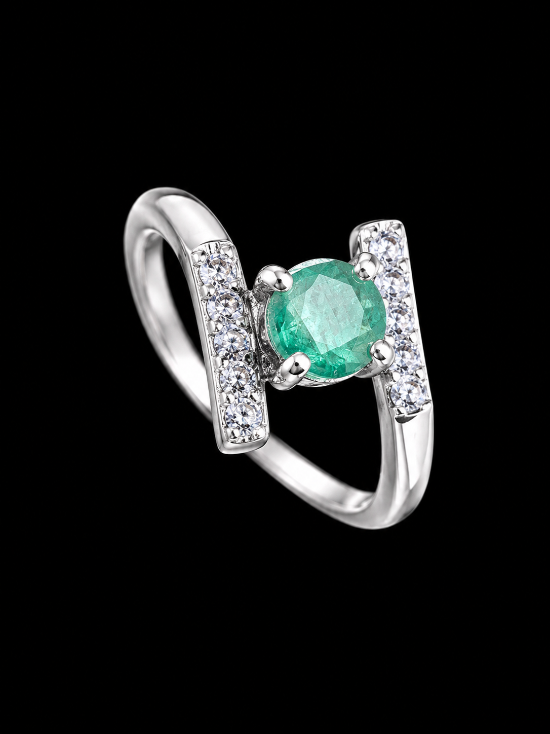 SOLITARIO MAGDALENA ESMERALDA SWAROVSKI 1.69gr / TALLA 5 / PLATA (Joya)
