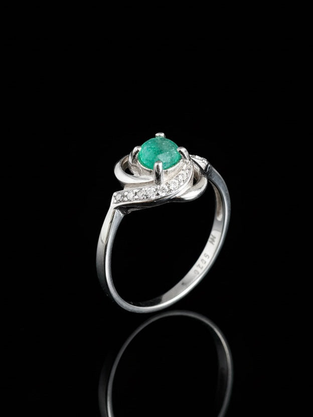 SOLITARIO JASMIN ESMERALDA 1.6gr / TALLA 4 3/4 / Plata (Joya)