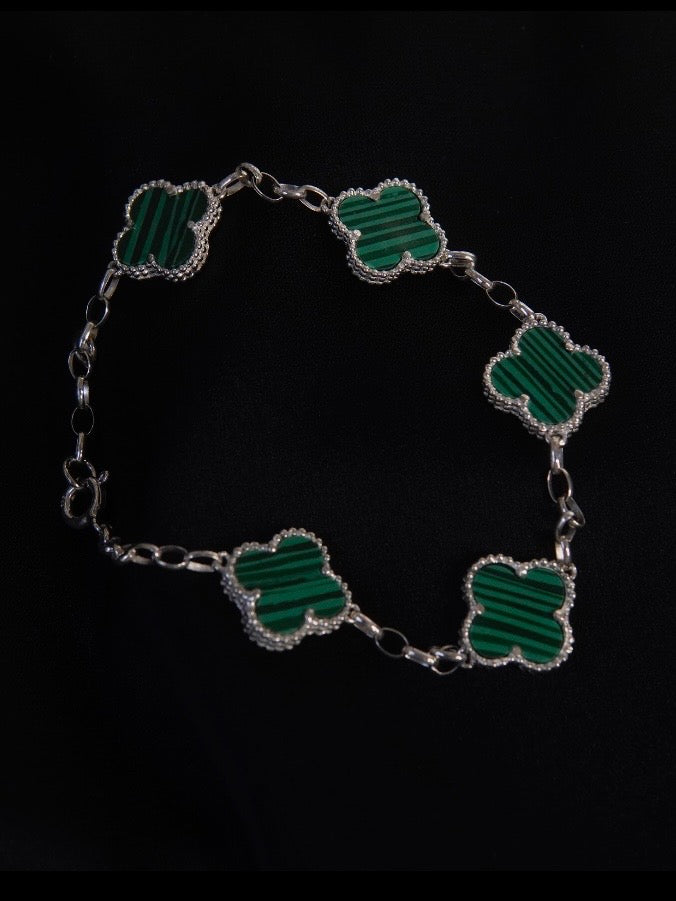 PULSO TREBOL GRANDE VERDE 19.5 CM AJUSTABLE A 18CM 6.73gr / 19.5cm / Plata Esp.