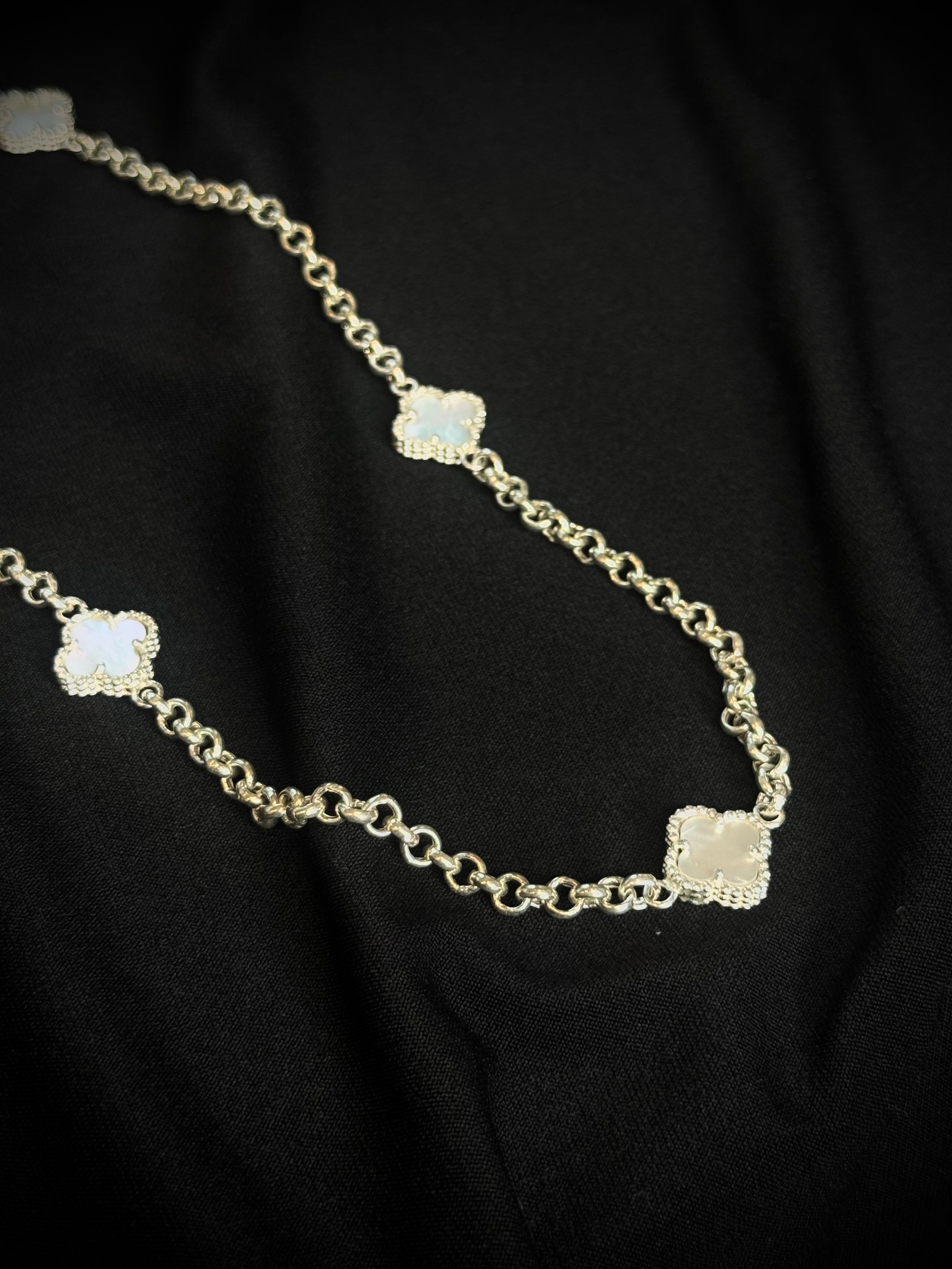 CADENA 5 Trebol blanco 16.99gr / 60cm / PLATA Esp. Esp.