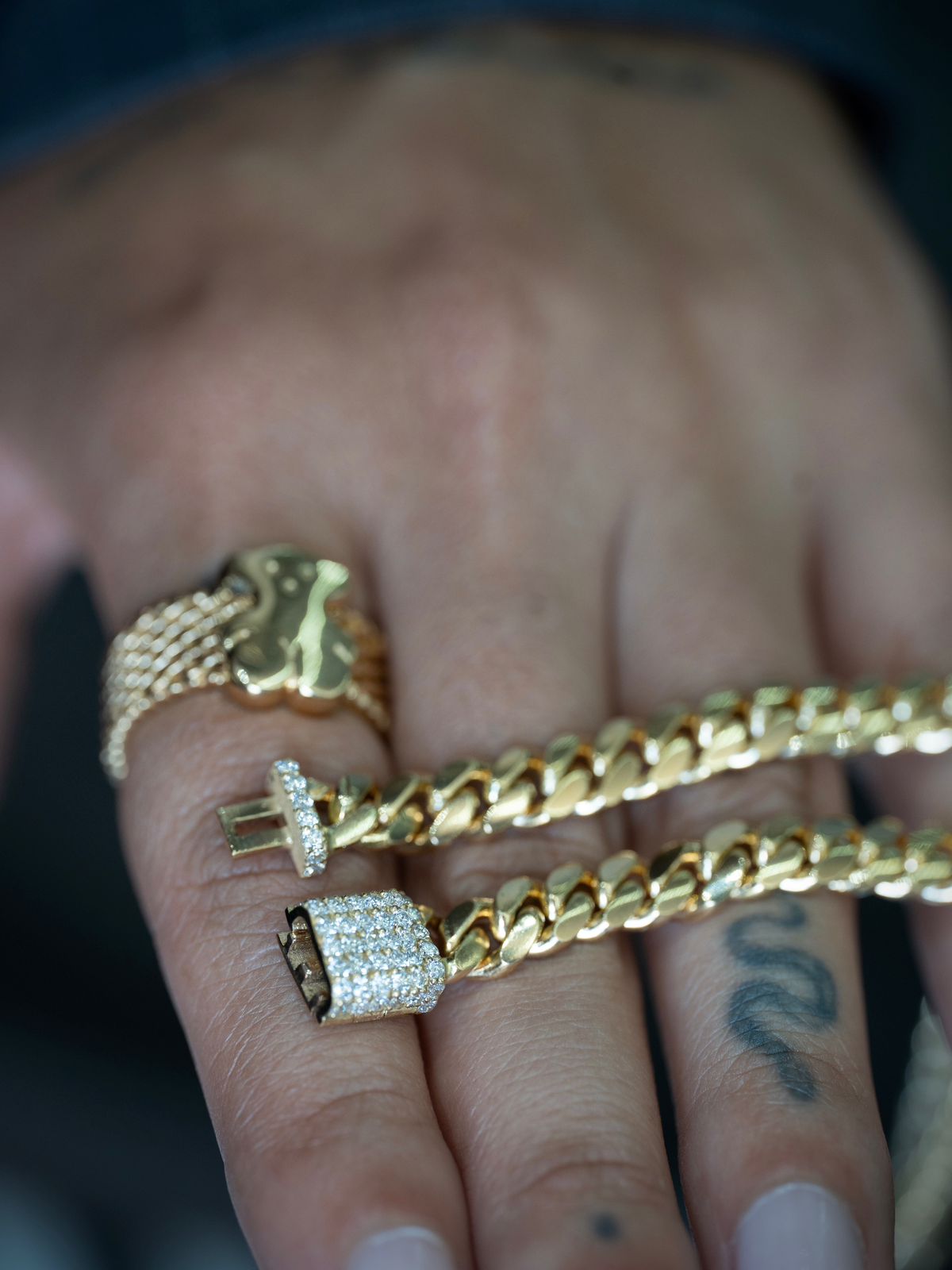 TOBILLERA CUBANA 0,80 CTS DIAMANTES / ORO AMARILLO 30GR