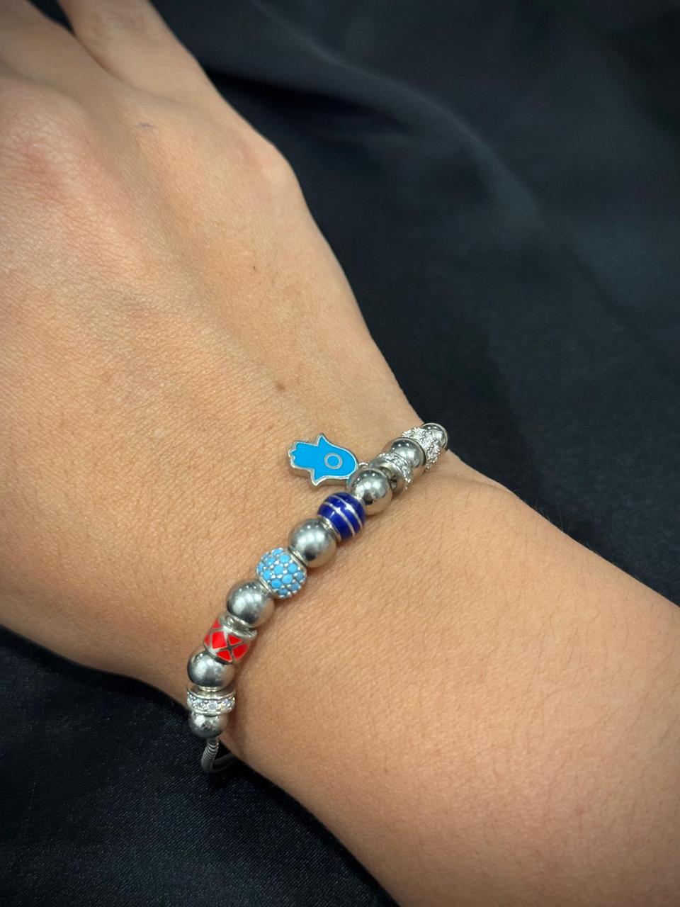 PULSO CHARMS SLEEVE MANO HAMSSA BOLA DE FUEGO