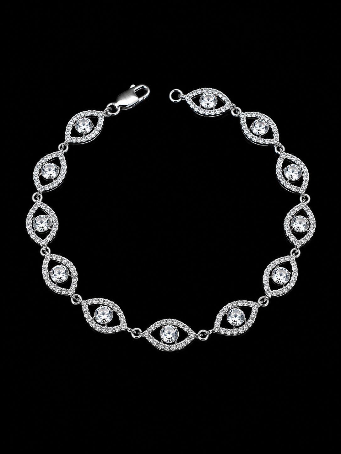 PULSO AJNA SWAROVSKI BLANCO 10.53gr / 17cm / PLATA Esp. Esp.