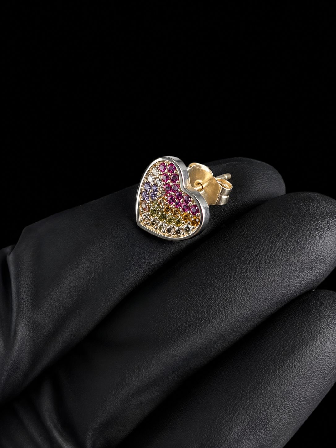 TOPOS CORAZON SWAROVSKI MULTICOLOR UNIDAD 1.23gr / 1cm / PLATA