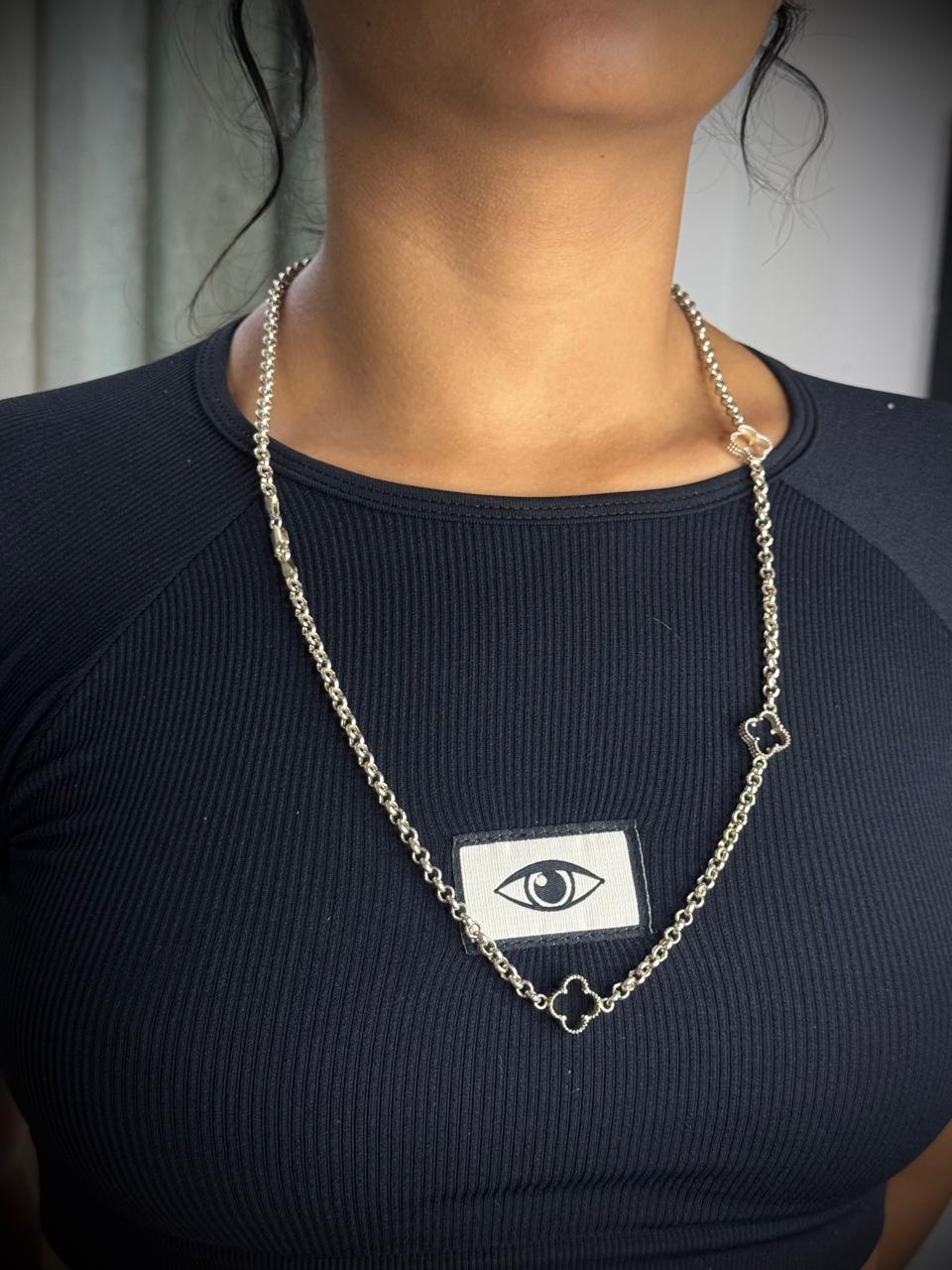 CADENA PERSONALIZABLE 5 TREBOL GRANDE 15.41gr / 65cm / PLATA Esp. Esp.