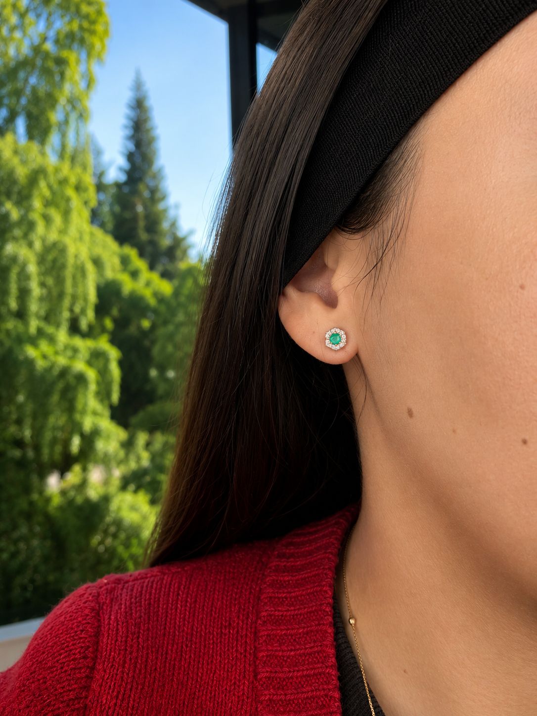 TOPOS HEXÁGONO ESMERALDA SWAROVSKI 1.37gr / PLATA (Joya)
