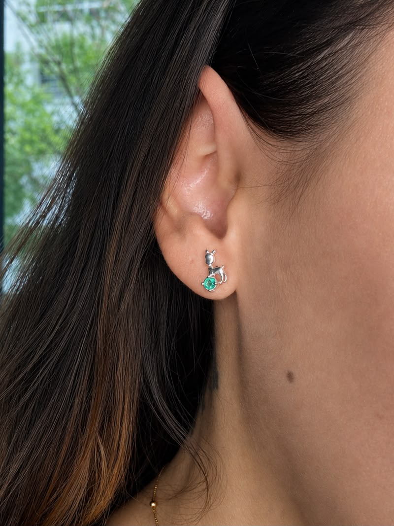 TOPOS DESTELLO ESMERALDA 1.16gr / 1.16cm / PLATA (Joya)