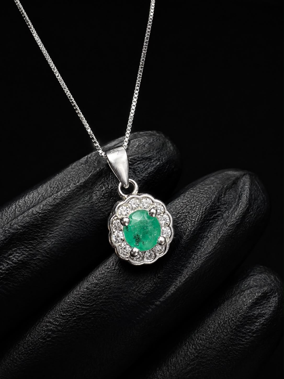 CADENA ROSETA ESMERALDA 2.24gr / 40cm / PLATA (Joya)
