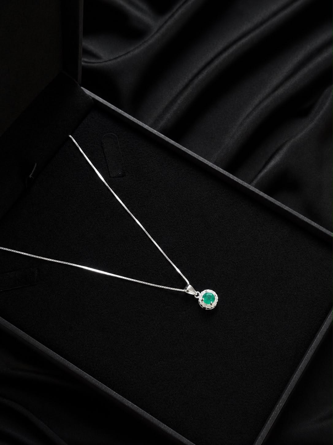 CADENA CENIT MINI ESMERALDA 2.12gr / 40cm / PLATA (Joya)