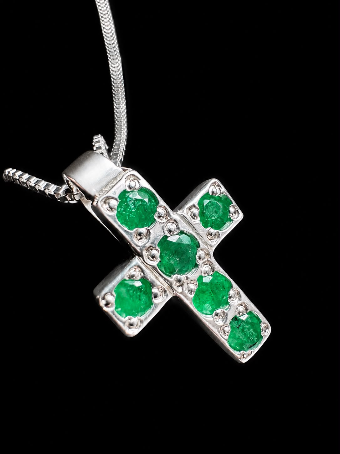 CADENA CRUZ ESMERALDA 2.02gr / 40cm / PLATA (Joya)