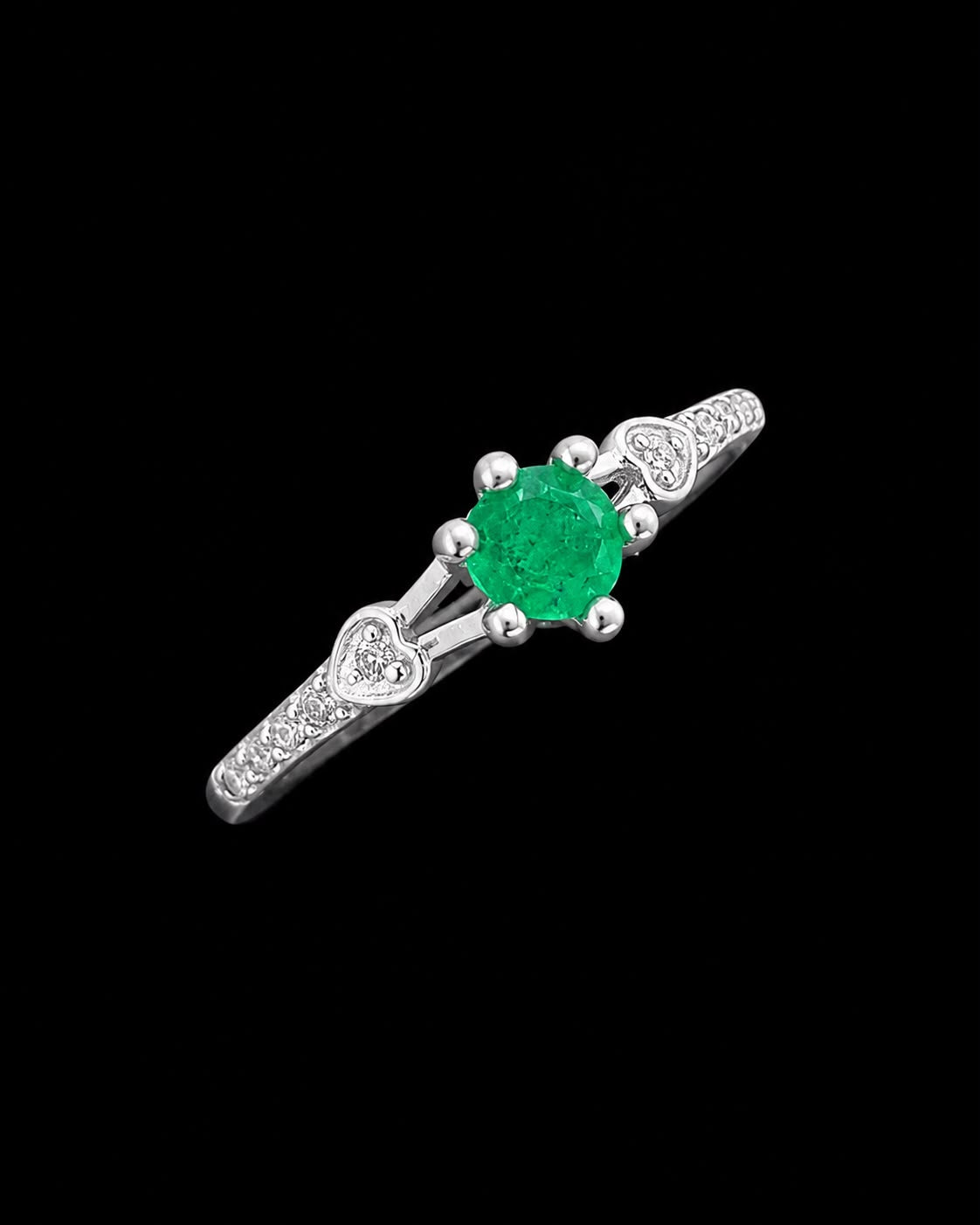 SOLITARIO NOVA ESMERALDA 1.07gr / TALLA 7 1/2 / PLATA (Joya)