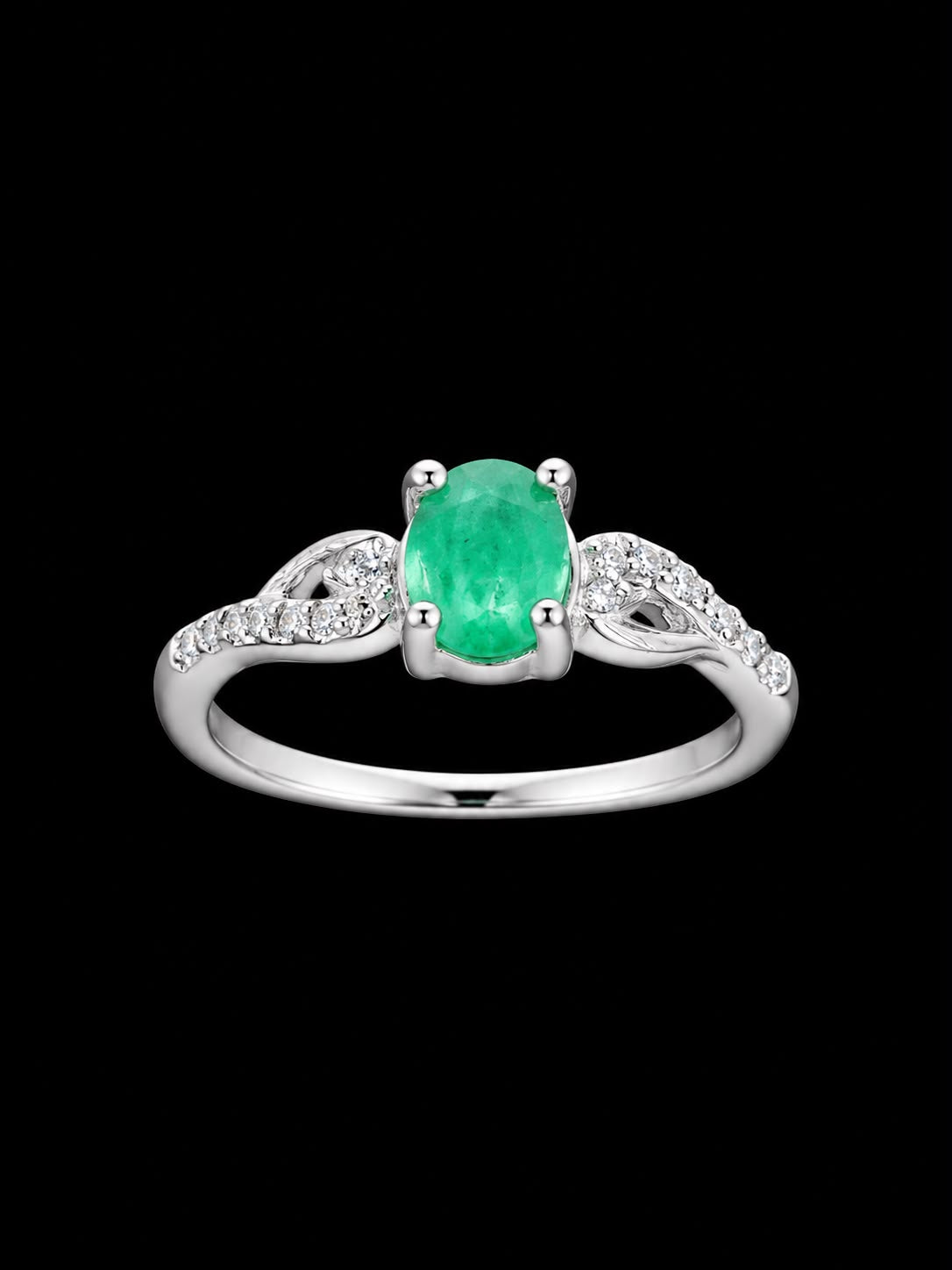 SOLITARIO CLEO ESMERALDA 1.26gr / TALLA 4 1/2 / PLATA (Joya)