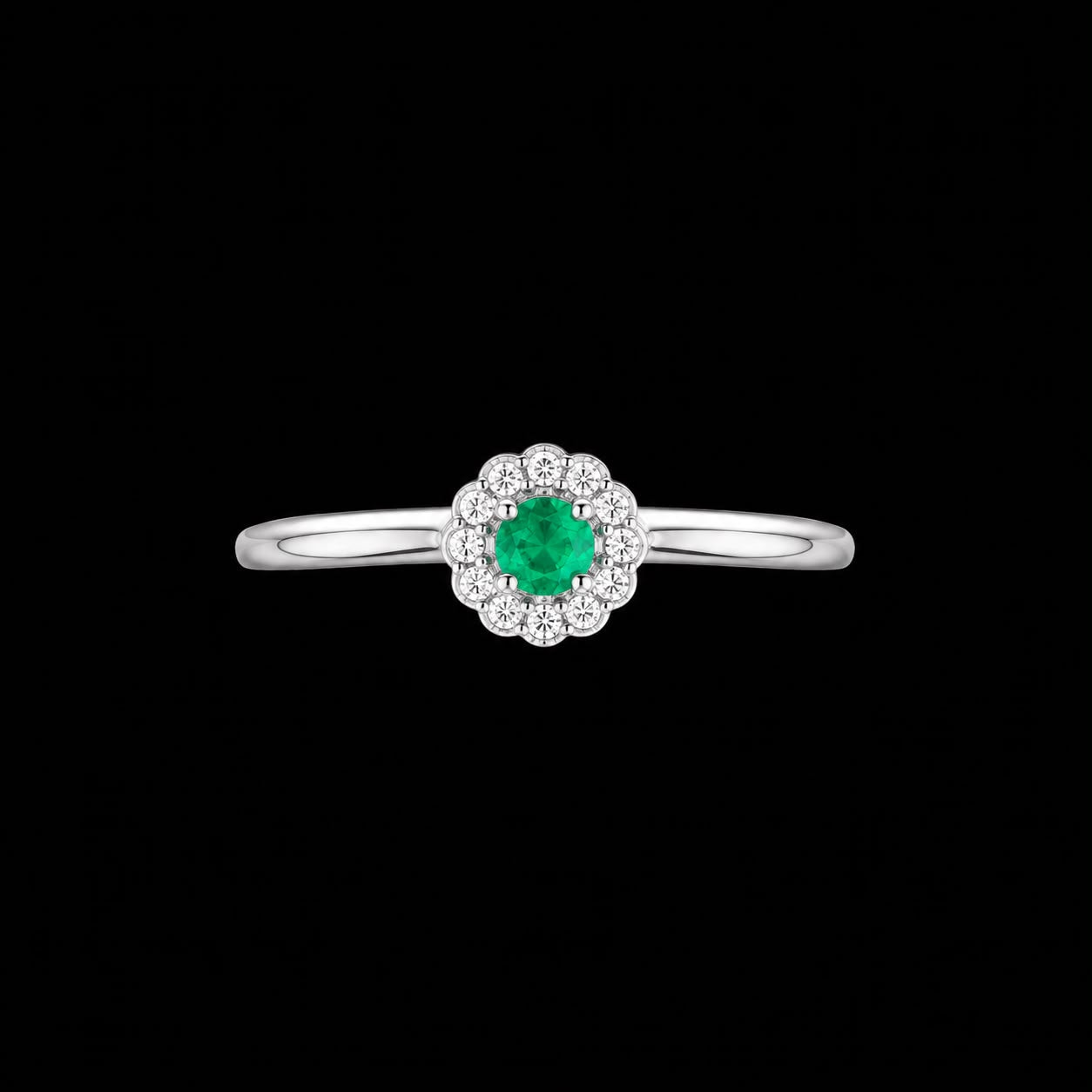 SOLITARIO GALA ESMERALDA 1.07gr / TALLA 7 1/2 / PLATA (Joya)