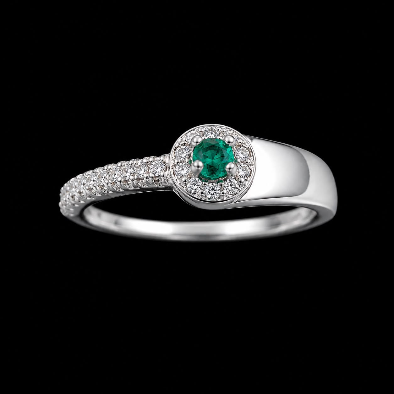 SOLITARIO ROMA ESMERALDA 2.02gr / TALLA 7 3/4 / PLATA (Joya)