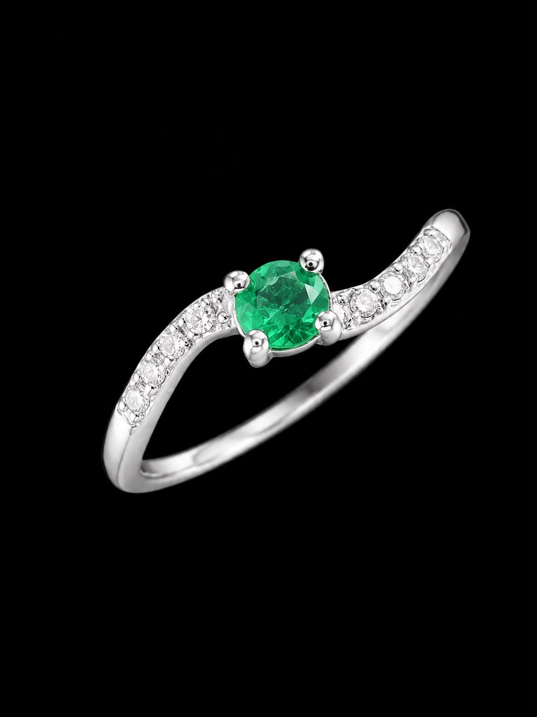 SOLITARIO ELOISA ESMERALDA 1.53gr / TALLA 8 / PLATA (Joya)
