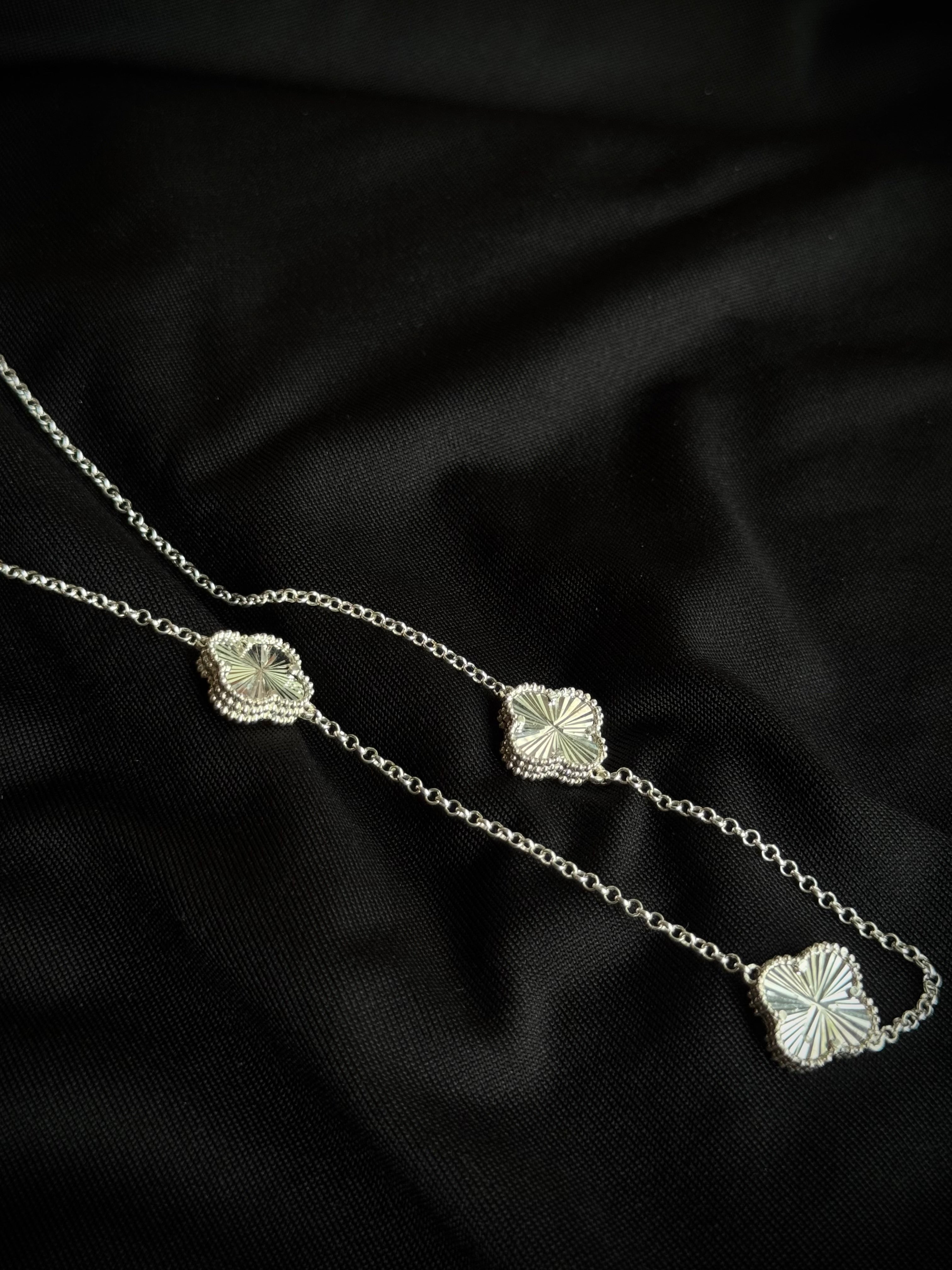 CADENA 5 TREBOL DIAMANTADO 14.54gr / 50cm / PLATA Esp.
