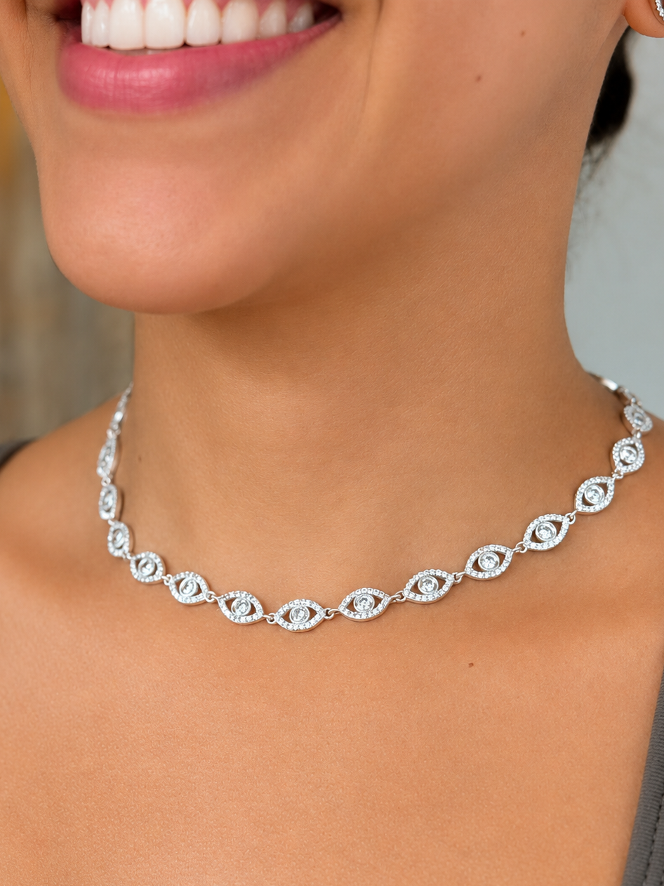 CADENA GARGANTILLA AJNA SWAROVKSI BLANCO 23.92gr / 40cm / PLATA Esp. Esp.