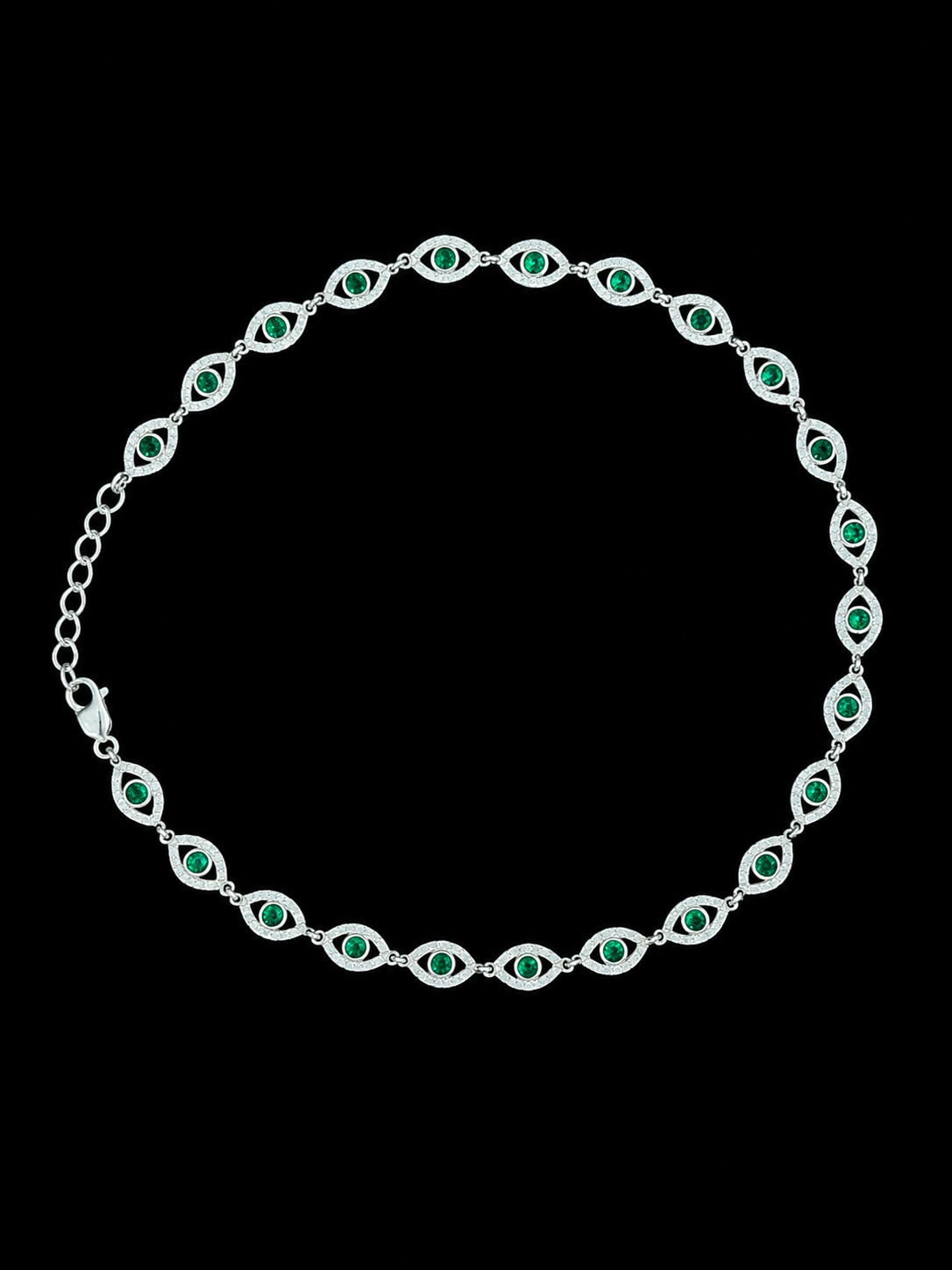 CADENA GARGANTILLA AJNA SWAROVKSI VERDE 22.8gr / 40cm / PLATA Esp. Esp.