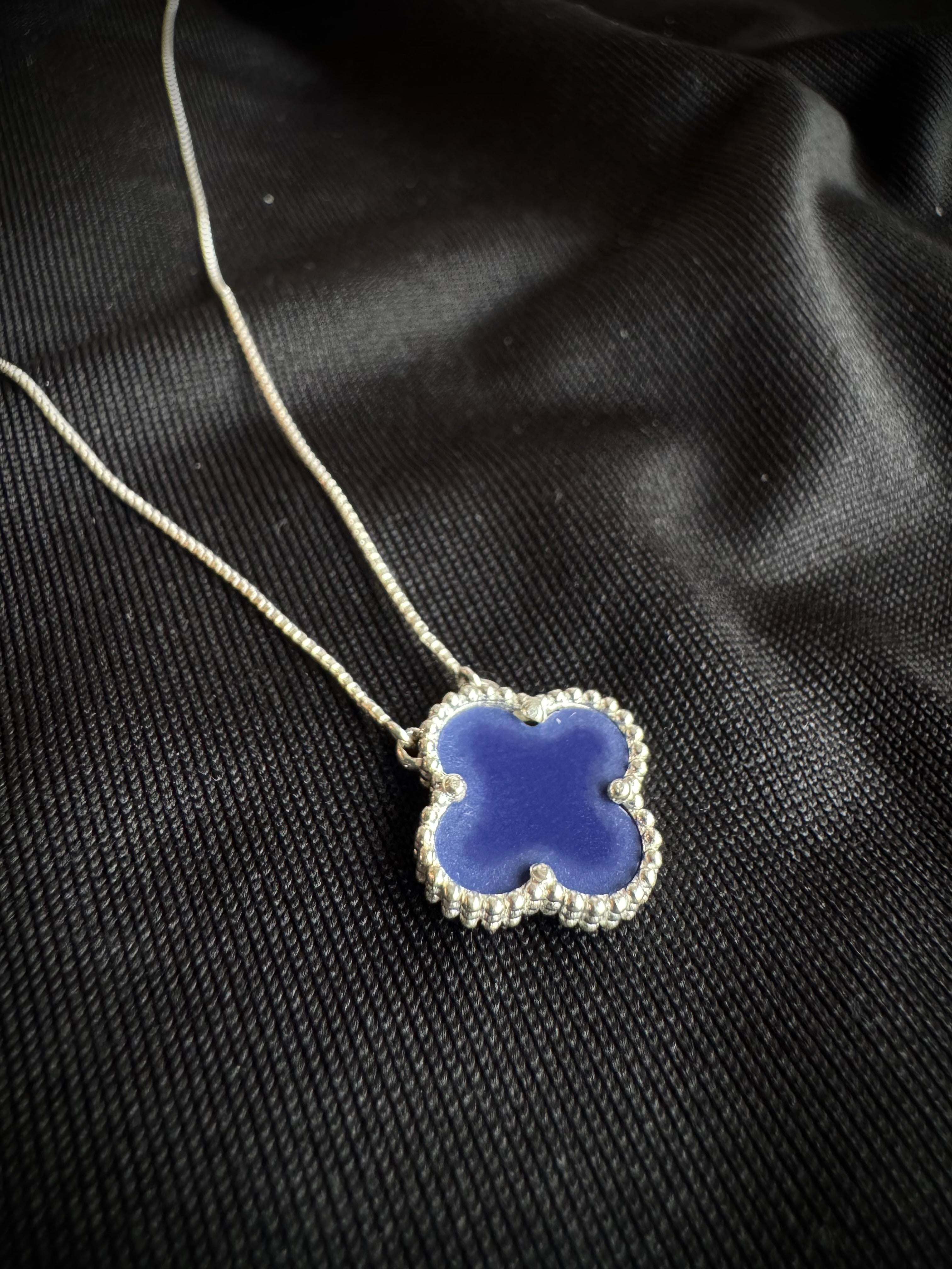 CADENA TREBOL AZUL VENECIANA 2.34gr / 45cm / PLATA Esp.