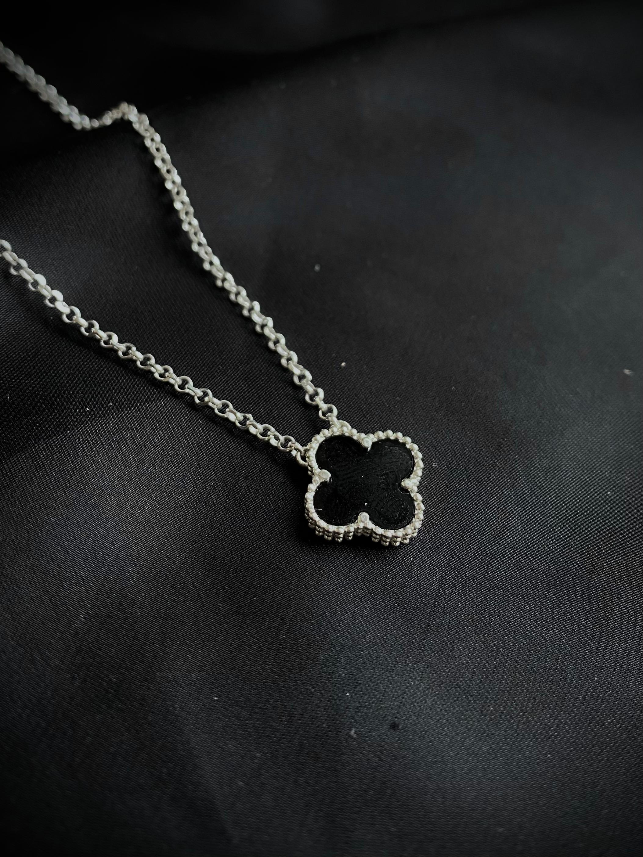 CADENA ROLÓN TRÉBOL 50CM PLATA