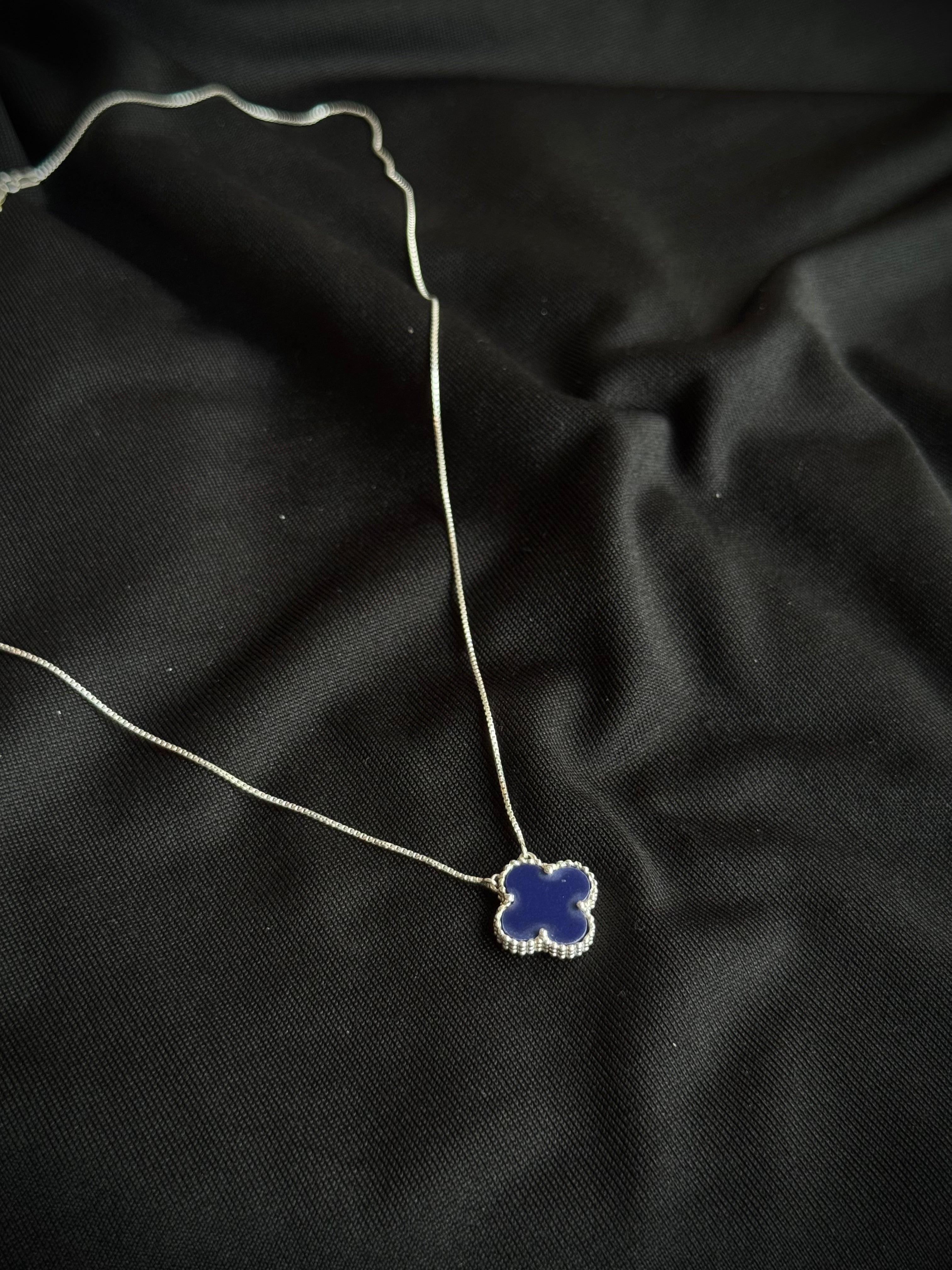 CADENA TREBOL AZUL VENECIANA 2.34gr / 45cm / PLATA Esp.