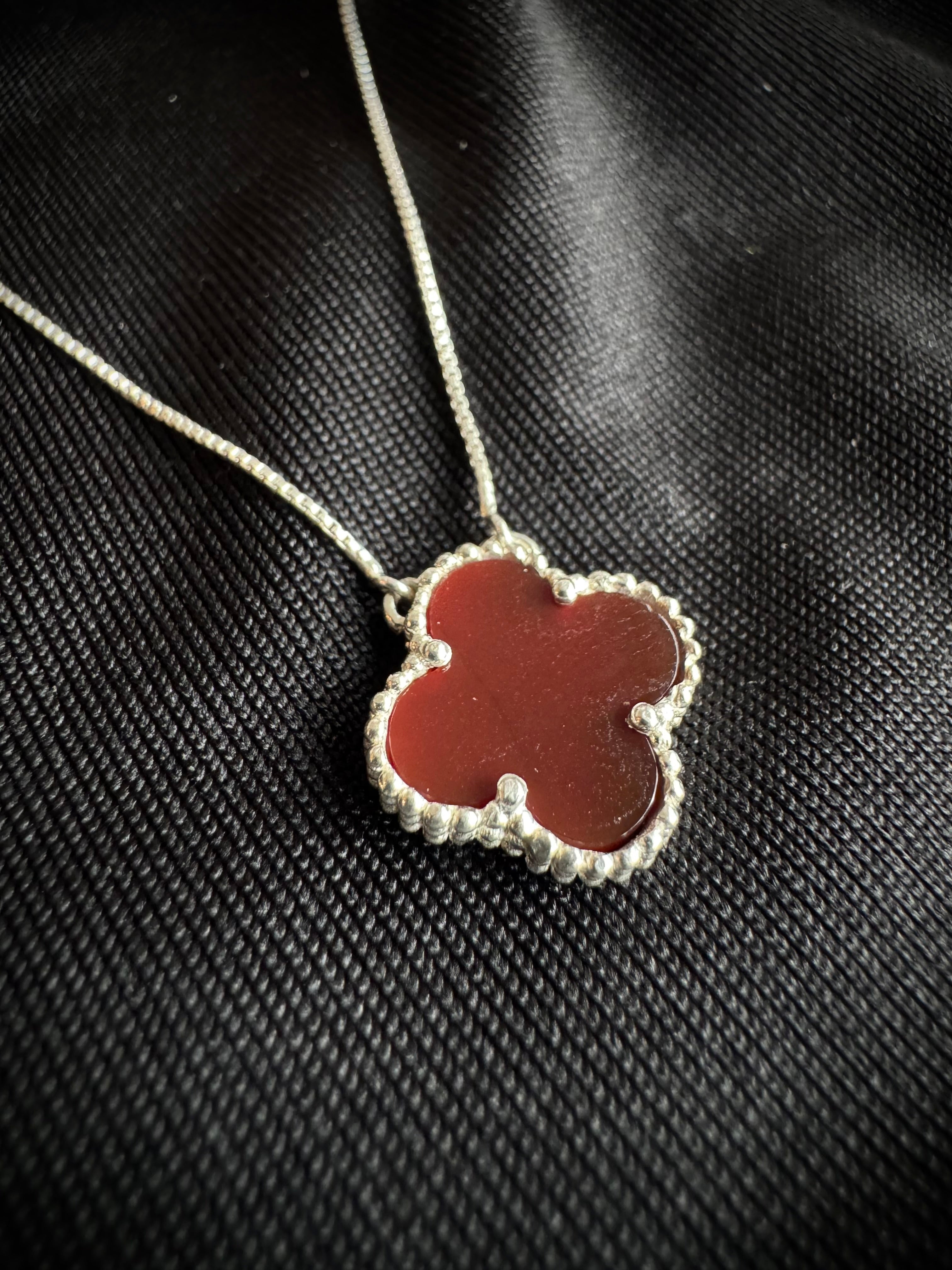 CADENA TREBOL ROJO VENECIANA 2.47gr / 45cm / PLATA Esp.