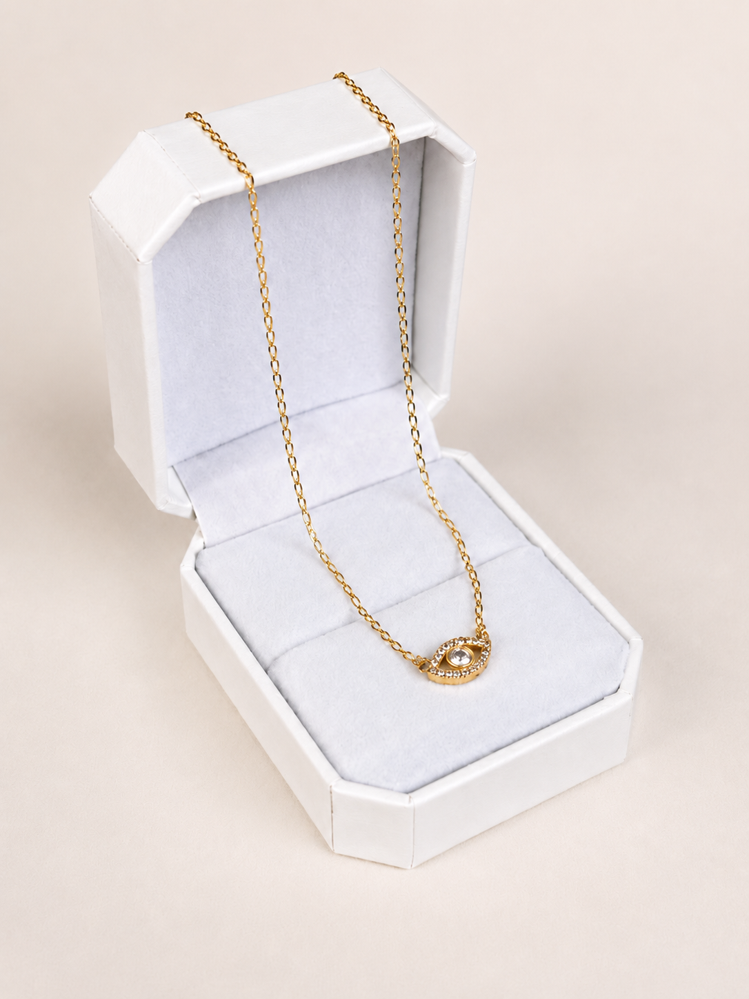 CADENA ESLABON DIAMANTADO AJNA SWAROVSKI BLANCO 3gr / 45cm / ORO AMARILLO italy cte