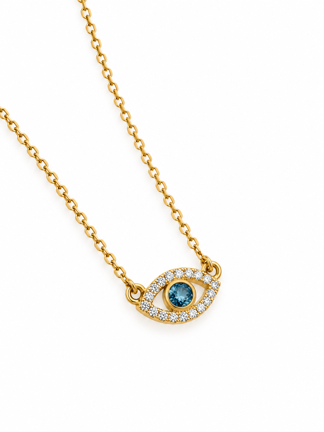 CADENA ROLON FINA AJNA SWAROVSKI BLANCO Y AZUL 2.65gr / 45cm / ORO AMARILLO italy cte