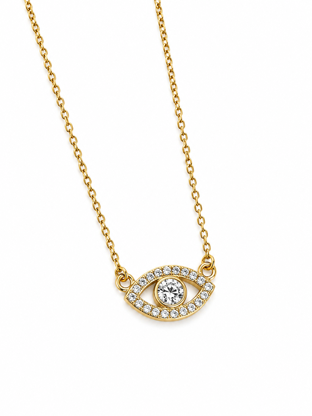 CADENA ROLON FINA AJNA SWAROVSKI BLANCO 2.65gr / 45cm / ORO AMARILLO italy cte