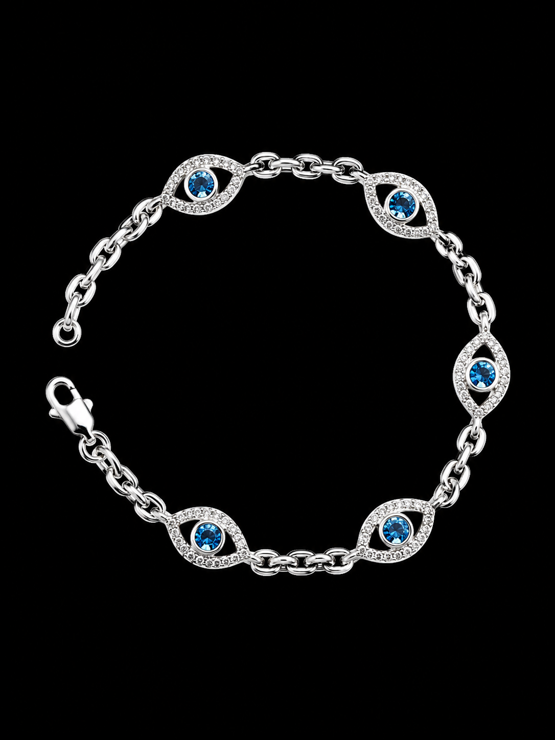 PULSO AJNA SWAROVSKI AZUL PAPER CLIP 8.26gr / 19cm / PLATA Esp. Esp.