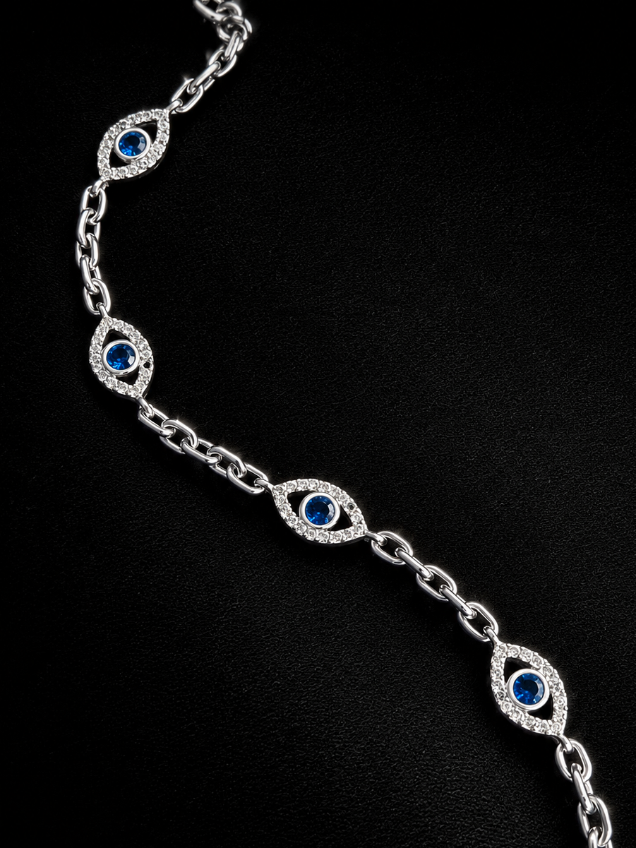 PULSO AJNA SWAROVSKI AZUL PAPER CLIP 8.26gr / 19cm / PLATA Esp. Esp.