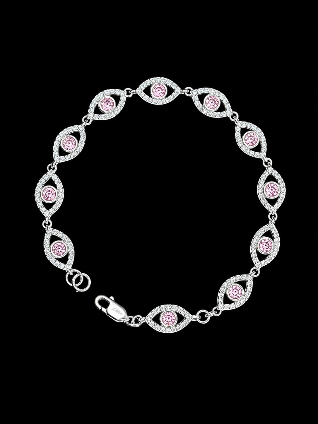 PULSO AJNA SWAROVSKI ROSA 11.29gr / 18cm / PLATA Esp. Esp.