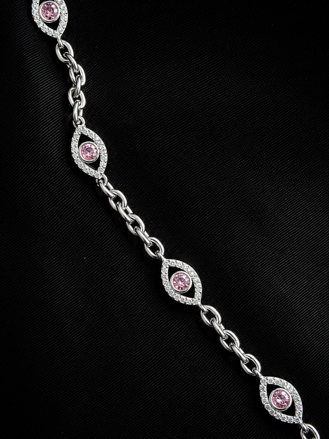 PULSO AJNA SWAROVSKI ROSA PAPER CLIP 8.67gr / 19cm / PLATA Esp. Esp.