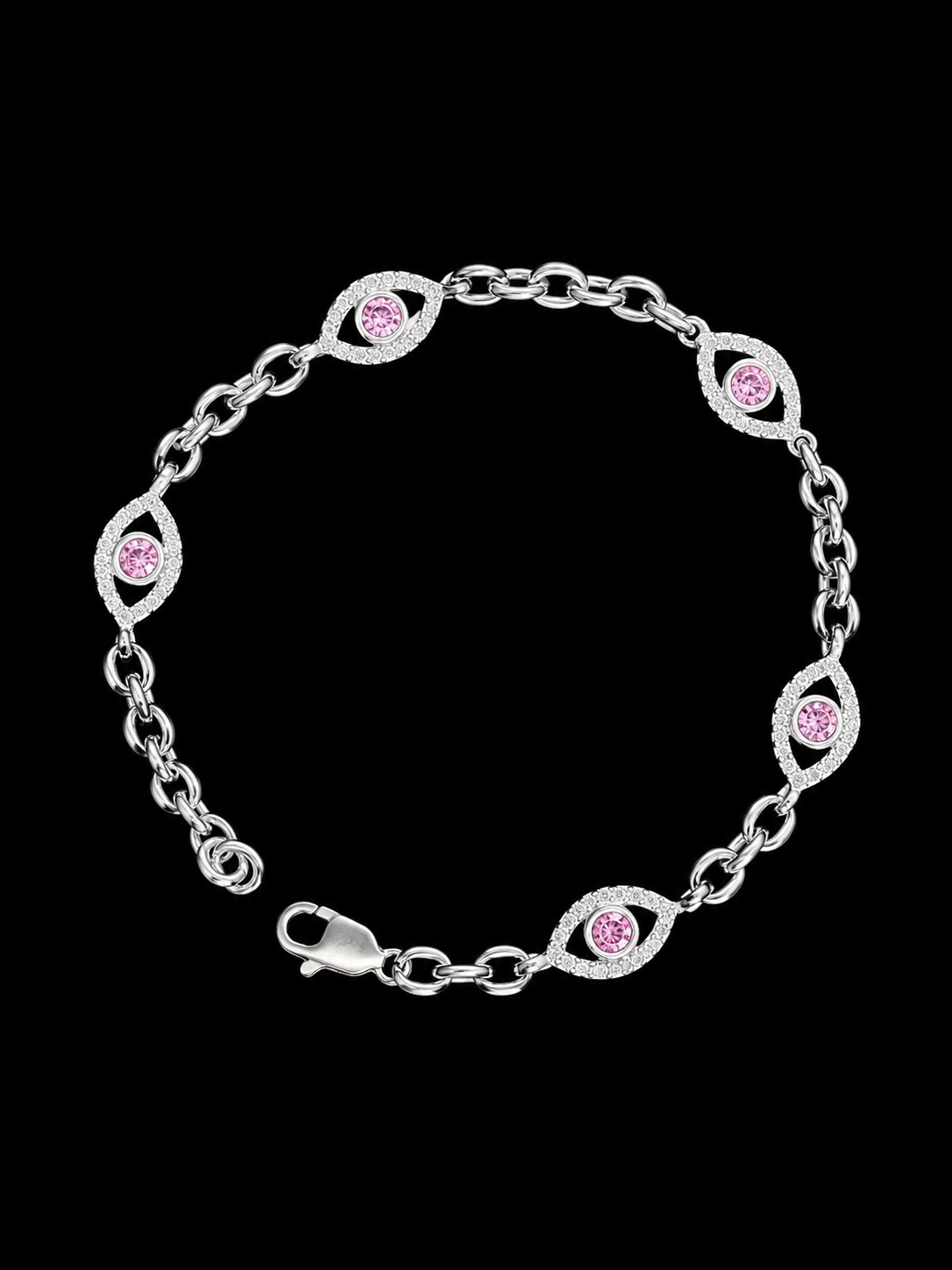 PULSO AJNA SWAROVSKI ROSA PAPER CLIP 8.67gr / 19cm / PLATA Esp. Esp.