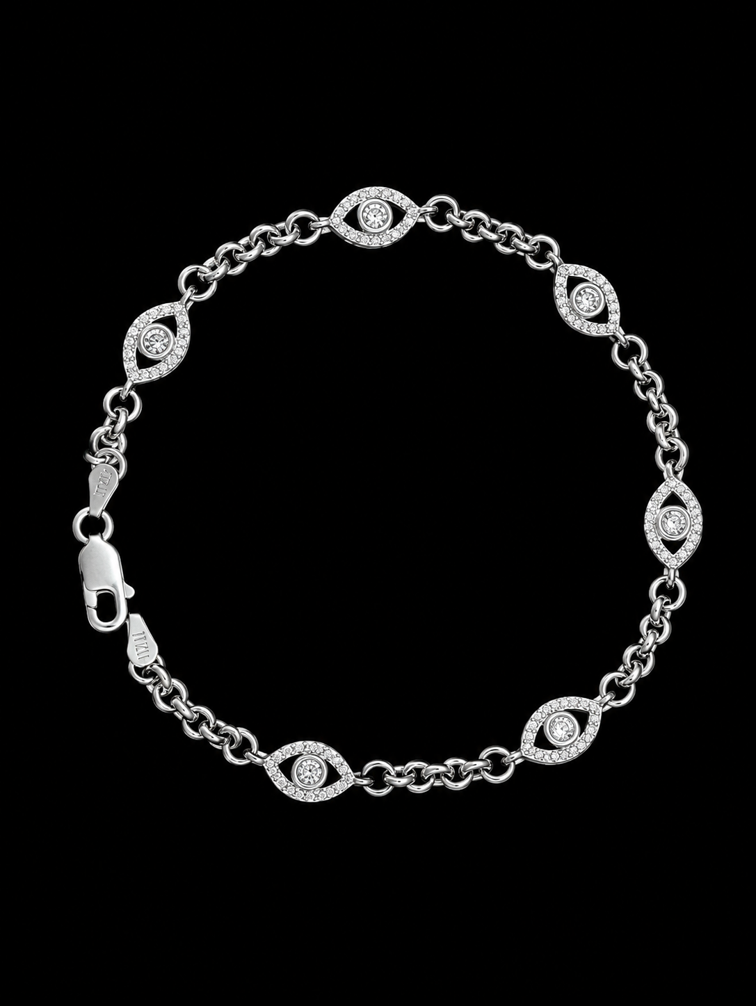 TOBILLERA AJNA SWAROVSKI BLANCO ROLON 8.86gr / 24cm / PLATA Esp. Esp.