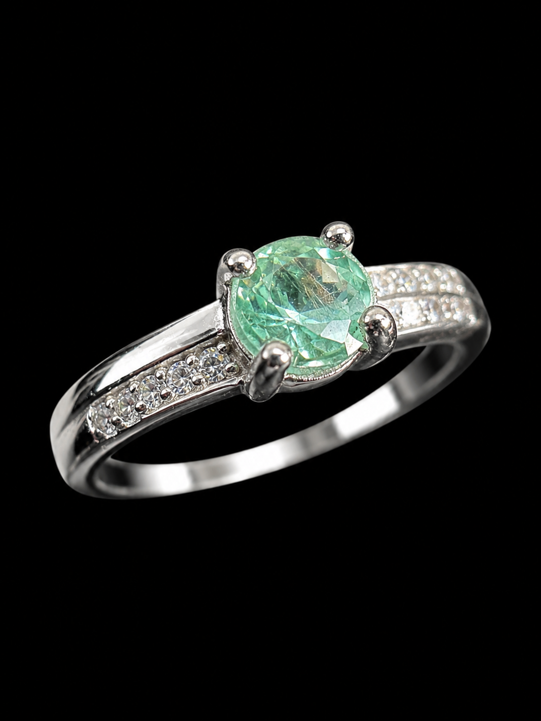 SOLITARIO VERA ESMERALDA SWAROVSKI 1.85gr / TALLA 7 / PLATA (Joya)